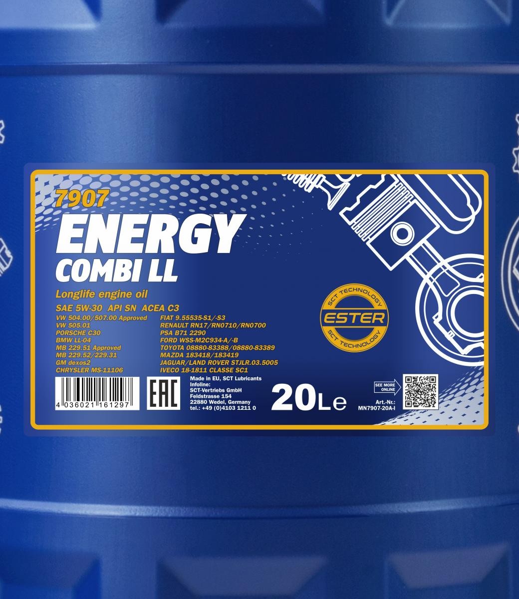 5W-30 Mannol 7907 Energy Combi LL LongLife Motoröl 20 Liter
