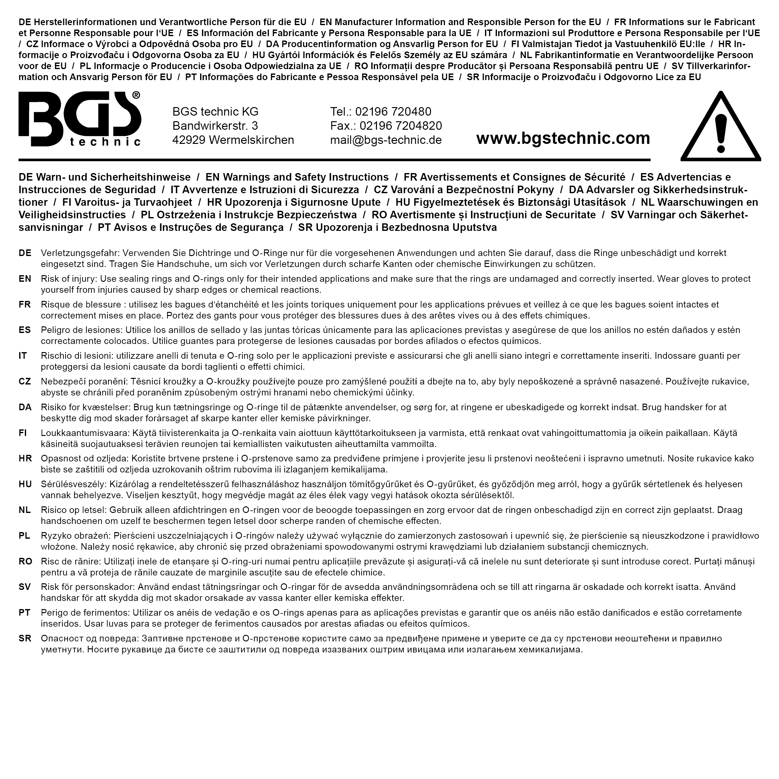 BGS O-Ring-Sortiment | Zollmaße | 419-tlg.