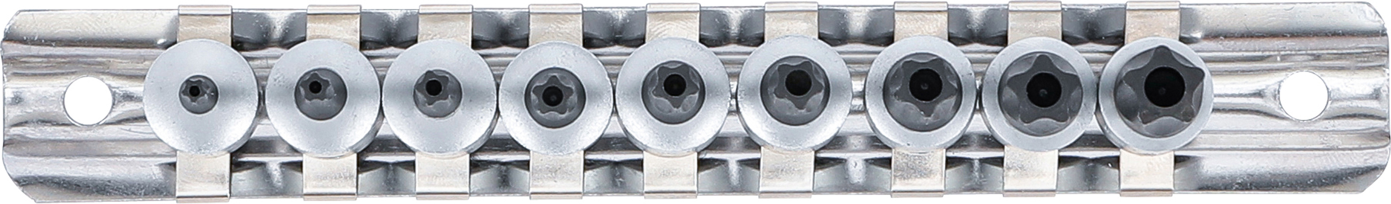 BGS Bit-Einsatz-Satz | Antrieb Innenvierkant 6,3 mm (1/4") | TS-Profil (für Torx Plus) mit Bohrung TS10 - TS50 | 9-tlg.