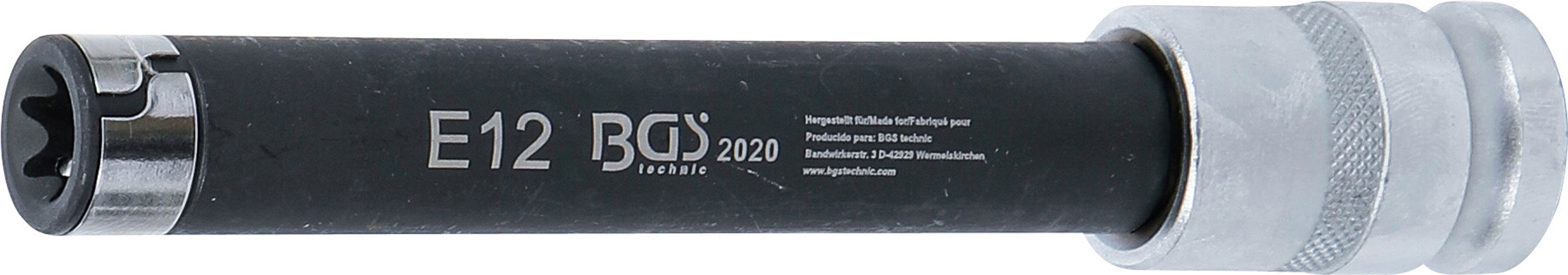 BGS Steckschlüssel-Einsatz für BMW-Zylinderkopf E-Profil, 150 mm | Antrieb Innenvierkant 12,5 mm (1/2") | SW E12