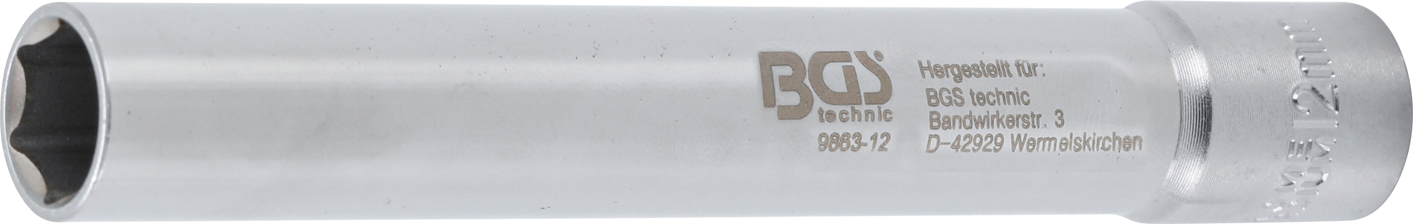 BGS Steckschlüssel-Einsatz Sechskant, extra tief | Antrieb Innenvierkant 10 mm (3/8") | 12 mm