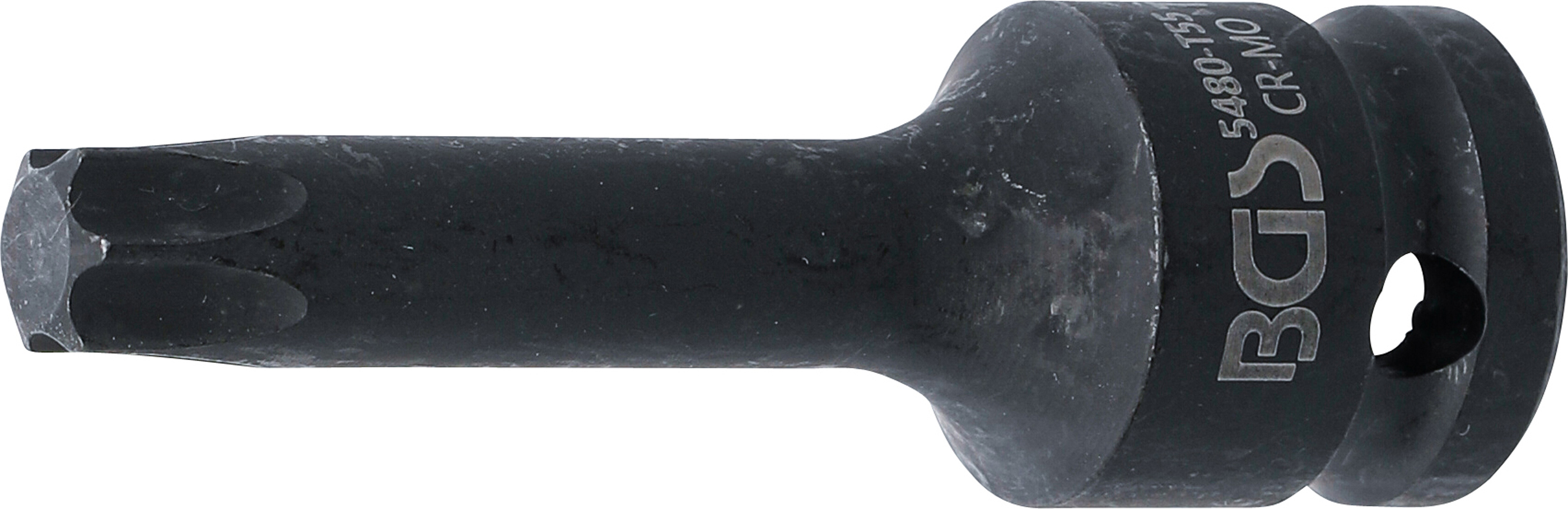 BGS Kraft-Bit-Einsatz | Länge 75 mm | Antrieb Innenvierkant 12,5 mm (1/2") | T-Profil (für Torx) T55