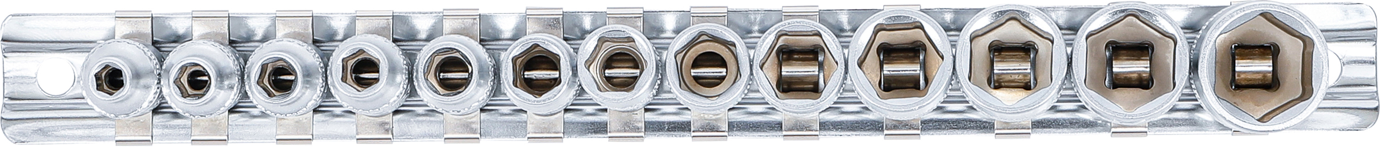 BGS Steckschlüssel-Einsatz-Satz, Sechskant | Antrieb Innenvierkant 6,3 mm (1/4") | SW 4 - 14 mm | 13-tlg.