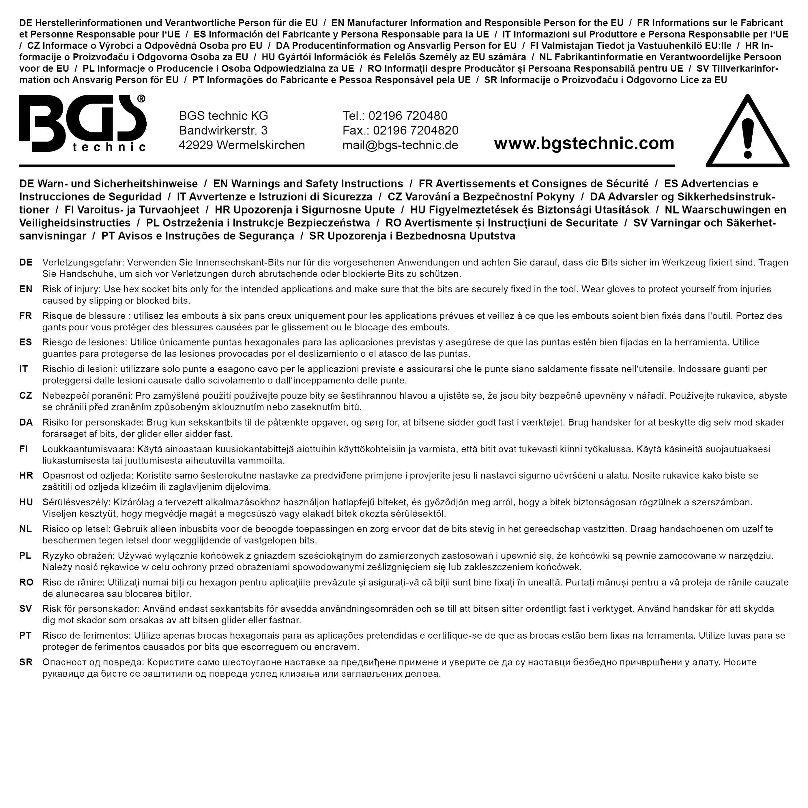BGS Bit-Einsatz | Antrieb Innenvierkant 12,5 mm (1/2") | Innensechskant 9 mm