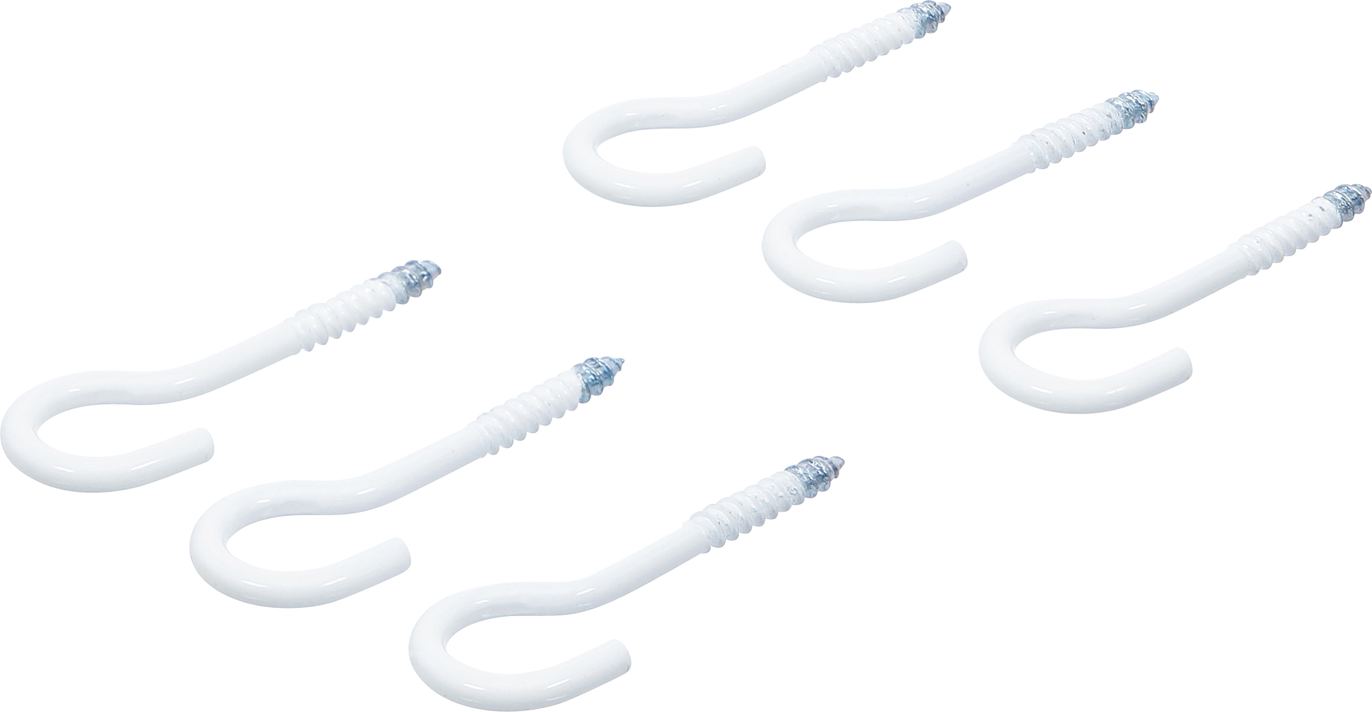 BGS Schraubhaken-Sortiment | weiß | kunststoffummantelt | 60 mm | 6-tlg.