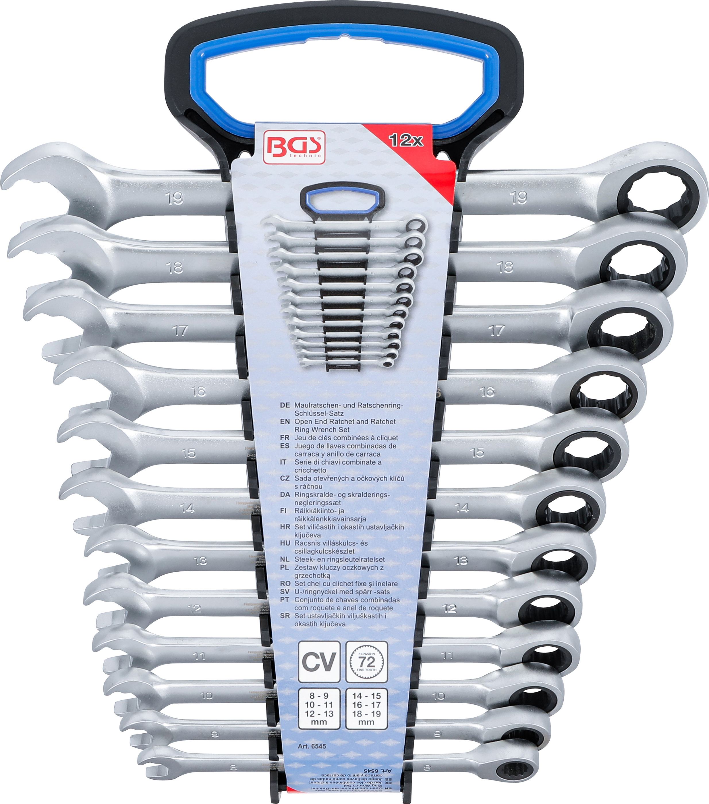 BGS Maulratschen- und Ratschenring-Schlüssel-Satz | SW 8 - 19 mm | 12-tlg.