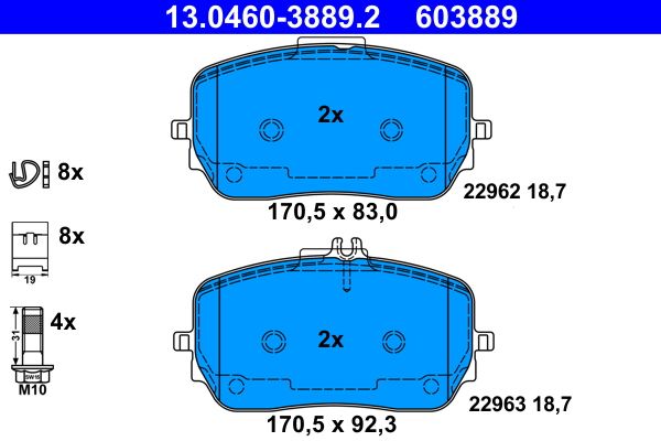 Bremsbelagsatz vorne (mit Bremssattelführungsschrauben; mit Extras), passt zu: MERCEDES GLE (C167), GLE (V167), GLS (X167) 2.0D-4.0H 10.18-
