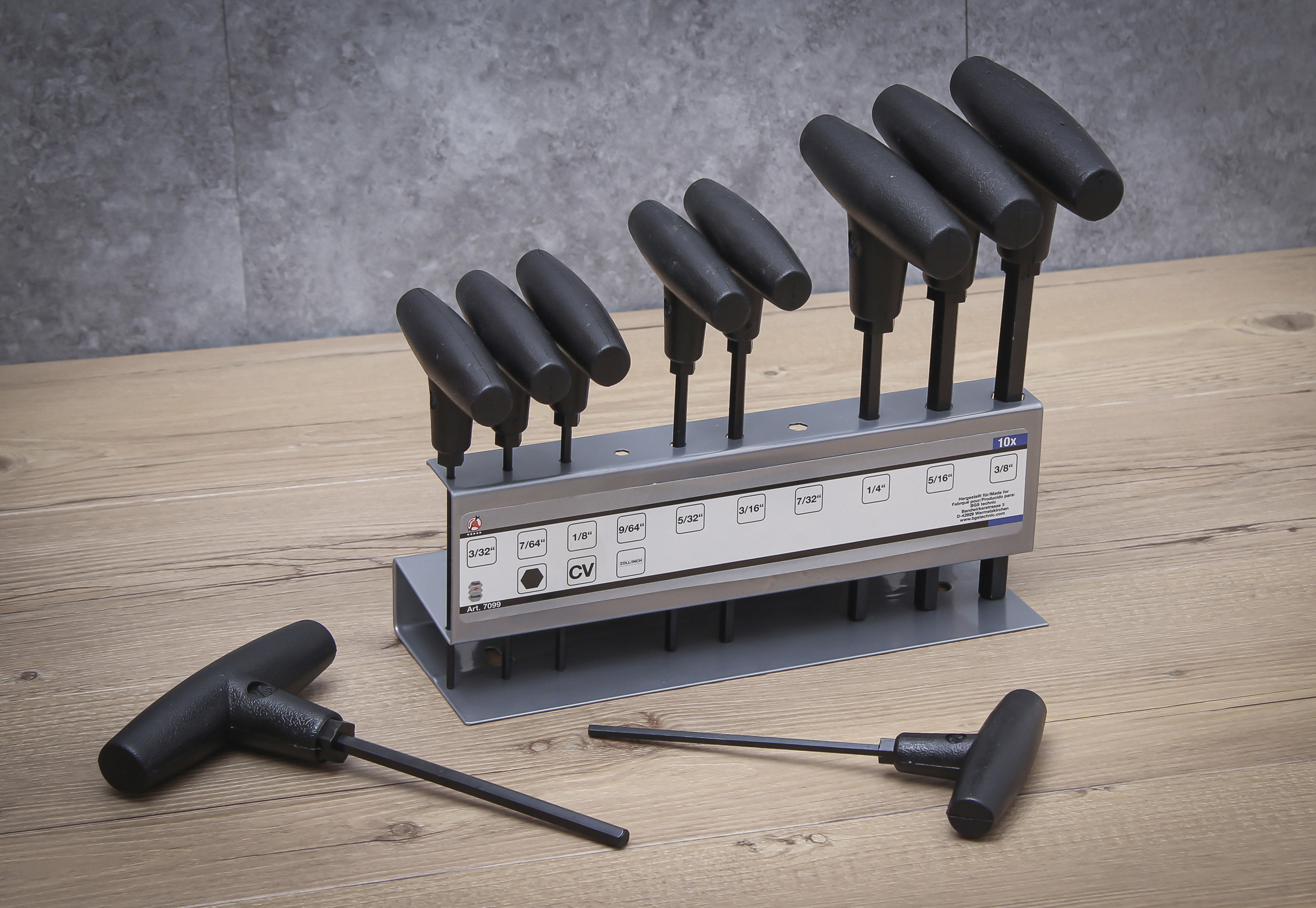 BGS Schraubendreher-Satz mit T-Griff | Zollmaße | Innensechskant 3/32" - 3/8" | 10-tlg.