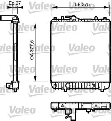 Kühler, Motorkühlung VAL734330 “VALEO 378 mm, 375 mm, 27 mm”