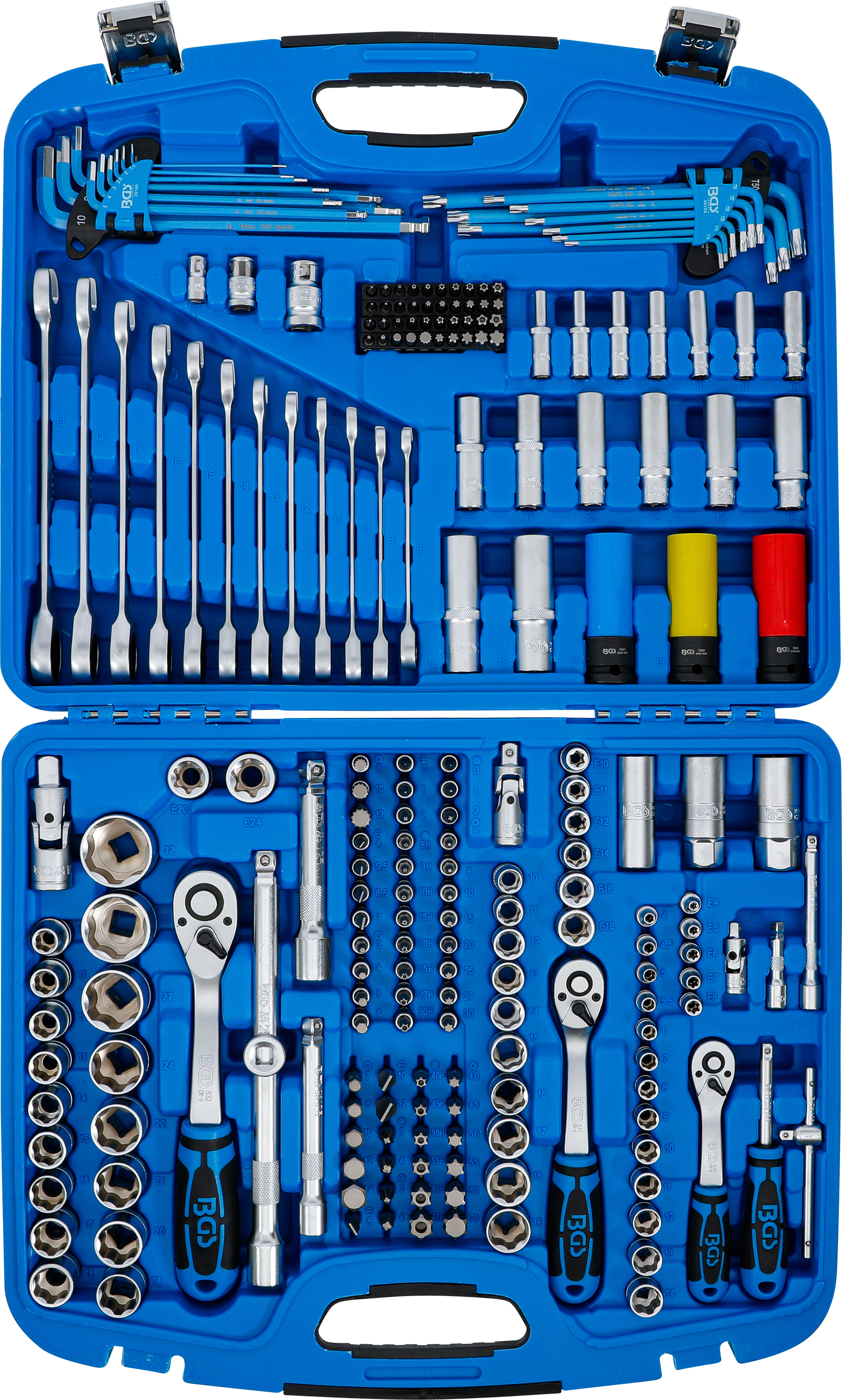 BGS Steckschlüssel-Satz Wellenprofil | Antrieb 6,3 mm (1/4") / 10 mm (3/8") / 12,5 mm (1/2") | 218-tlg.