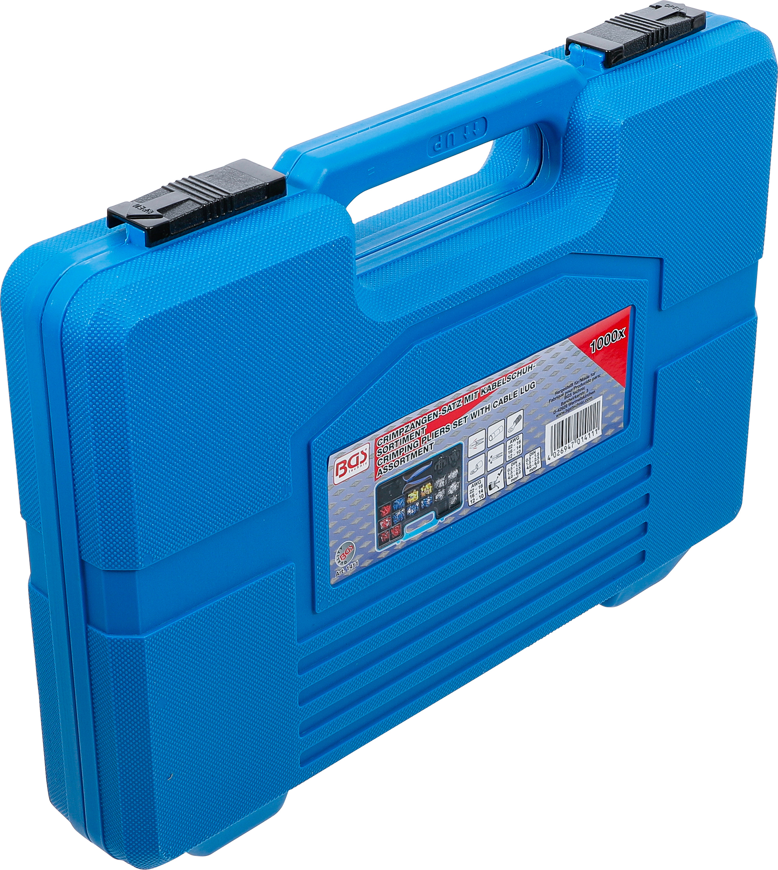 BGS Crimpzangen-Satz | mit 2 Paar Backen | mit Kabelschuh-Sortiment | 1000-tlg.