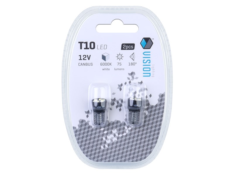 Vision LED Glassockel W5W T10 12V 10x3030 SMD Canbus 2er