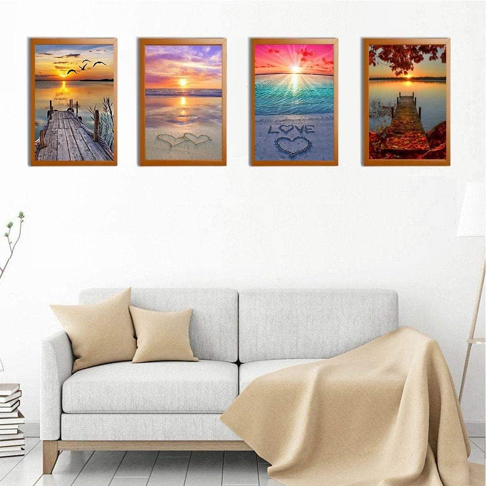 Opopark 4 Stück DIY 5D Diamant-Malerei, Stickerei-Kit für Erwachsene und Kinder, Wanddekoration