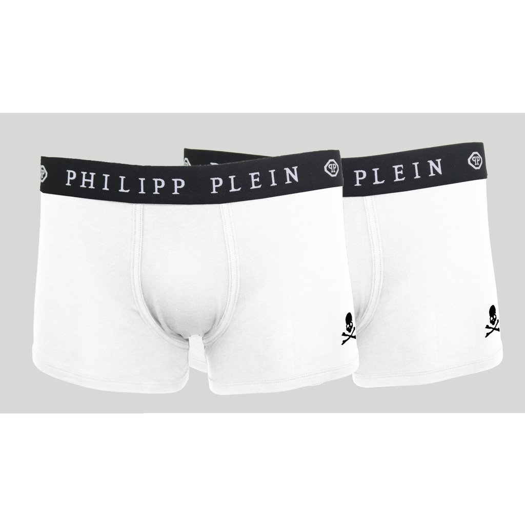 Philipp Plein Herren Boxershorts Skull 2er Pack Weiss Gr. S