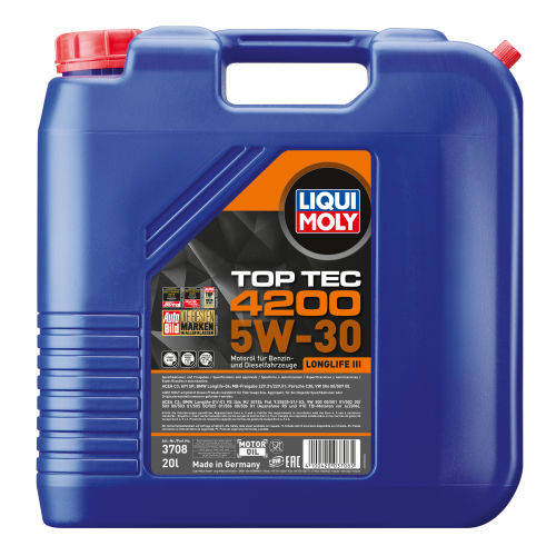 5W-30 Liqui Moly 3708 Top Tec 4200 Longlife III Motoröl 20 Liter ABVERKAUF!