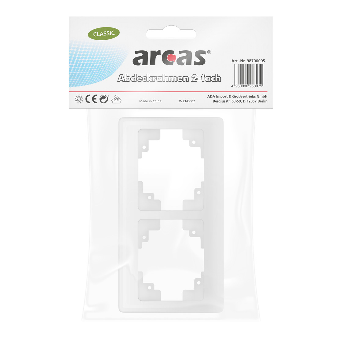 Arcas CLASSIC Abdeckrahmen 2fach Modell W13-O002