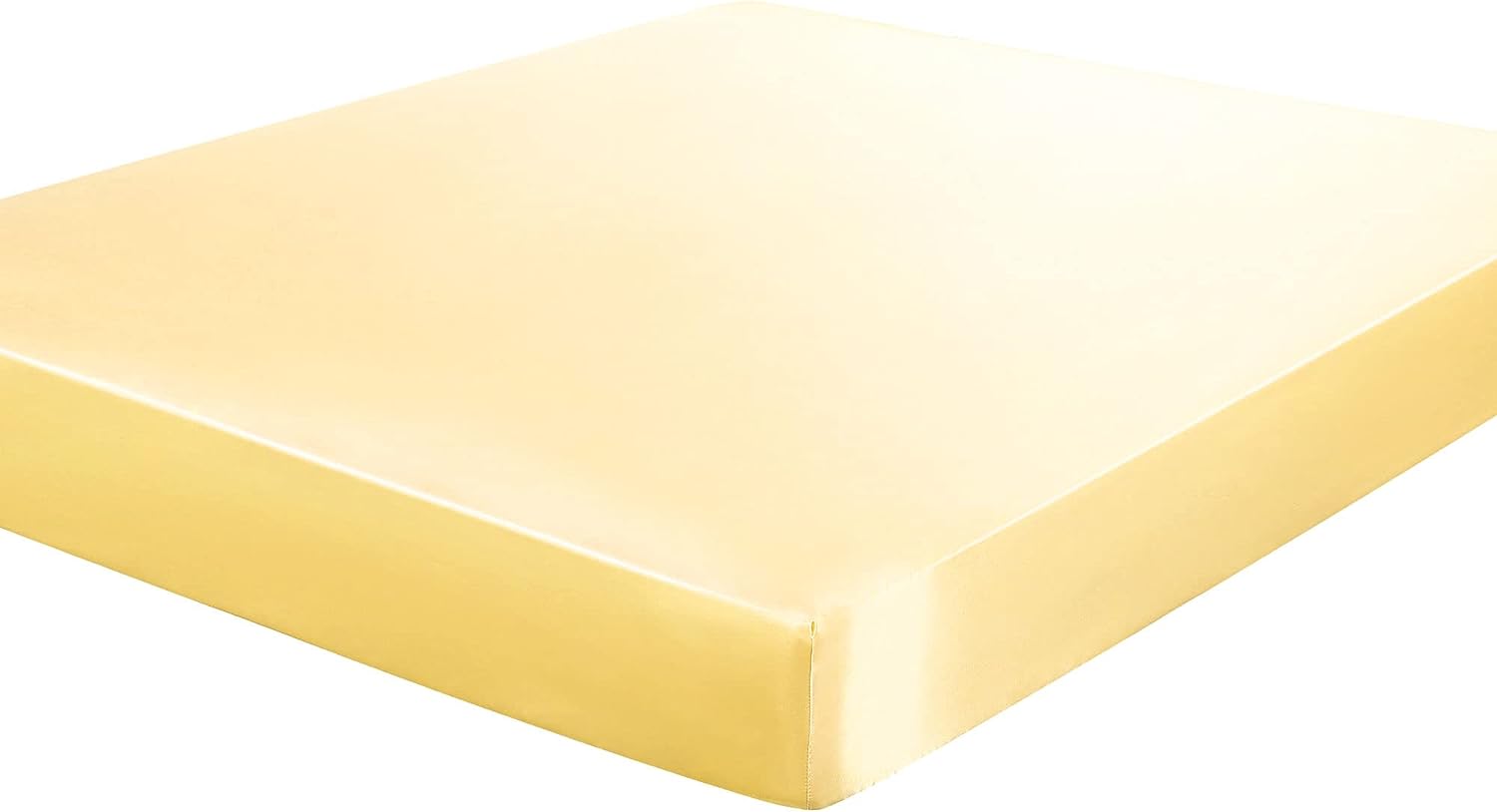 sourcing map Satin Spannbetttuch Bettlaken Fadenzahl 400 Matratzenhöhe 20-35cm Gold 90-100x200cm+20cm