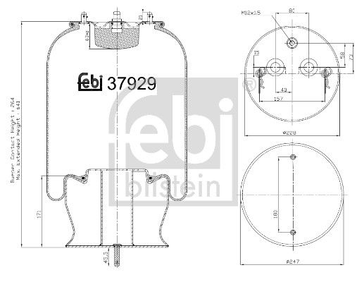 Federbalg, Luftfederung FE37929 “FEBI BILSTEIN 247 mm, 171 mm, 228 mm”
