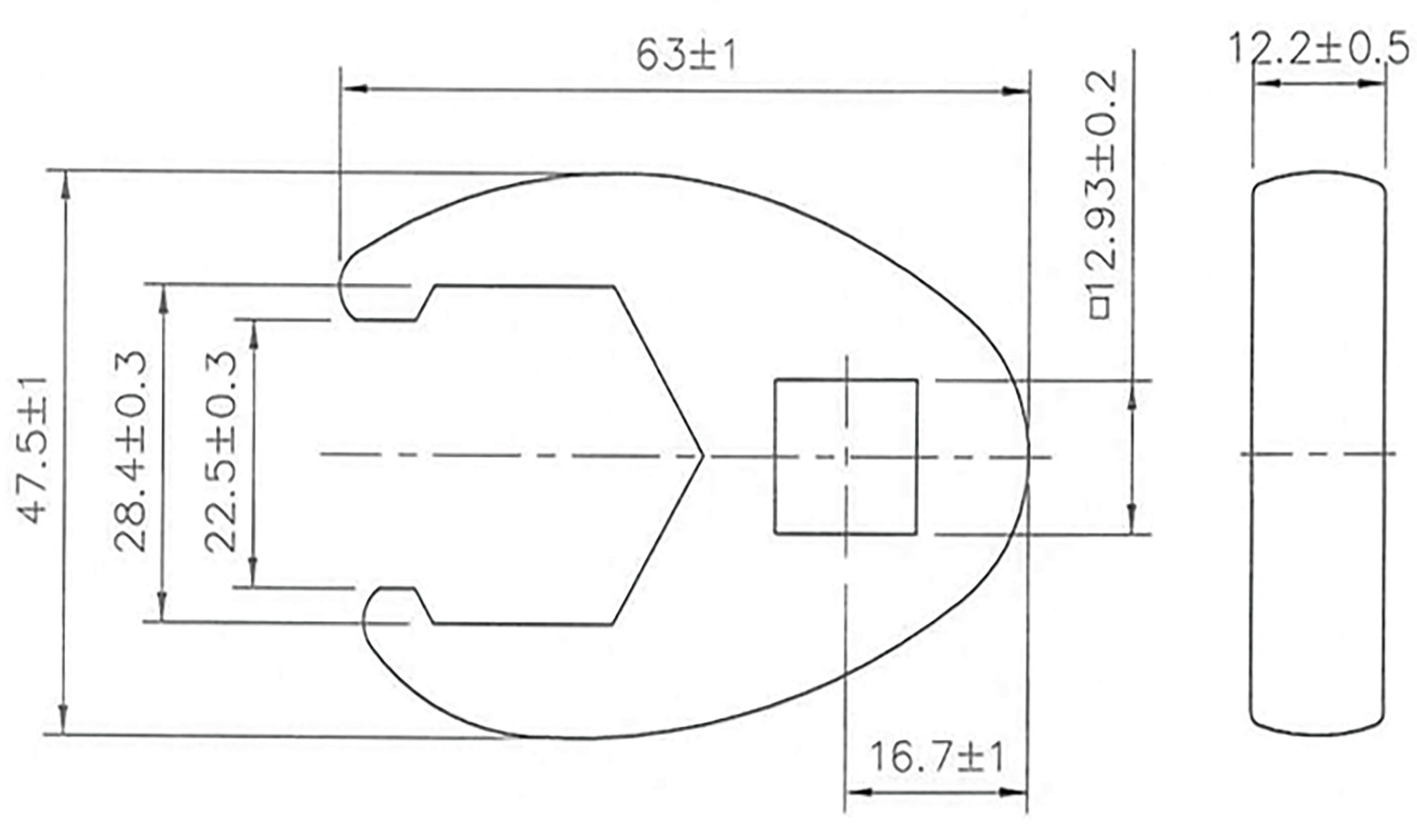 BGS Hahnenfußschlüssel | Antrieb Innenvierkant 12,5 mm (1/2") | SW 28 mm