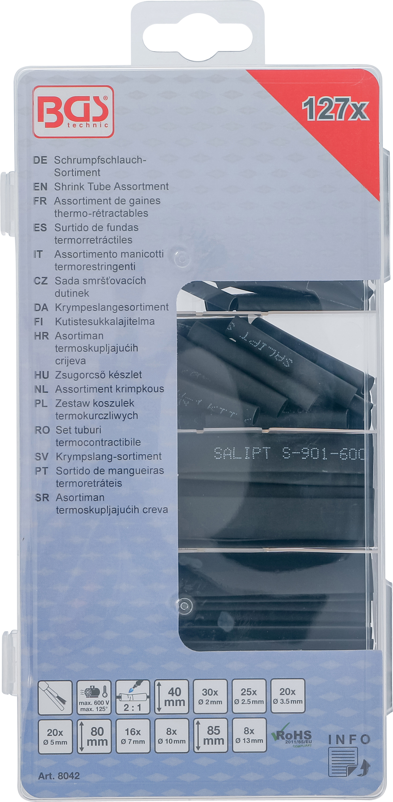 BGS Schrumpfschlauch-Sortiment | schwarz | 127-tlg.