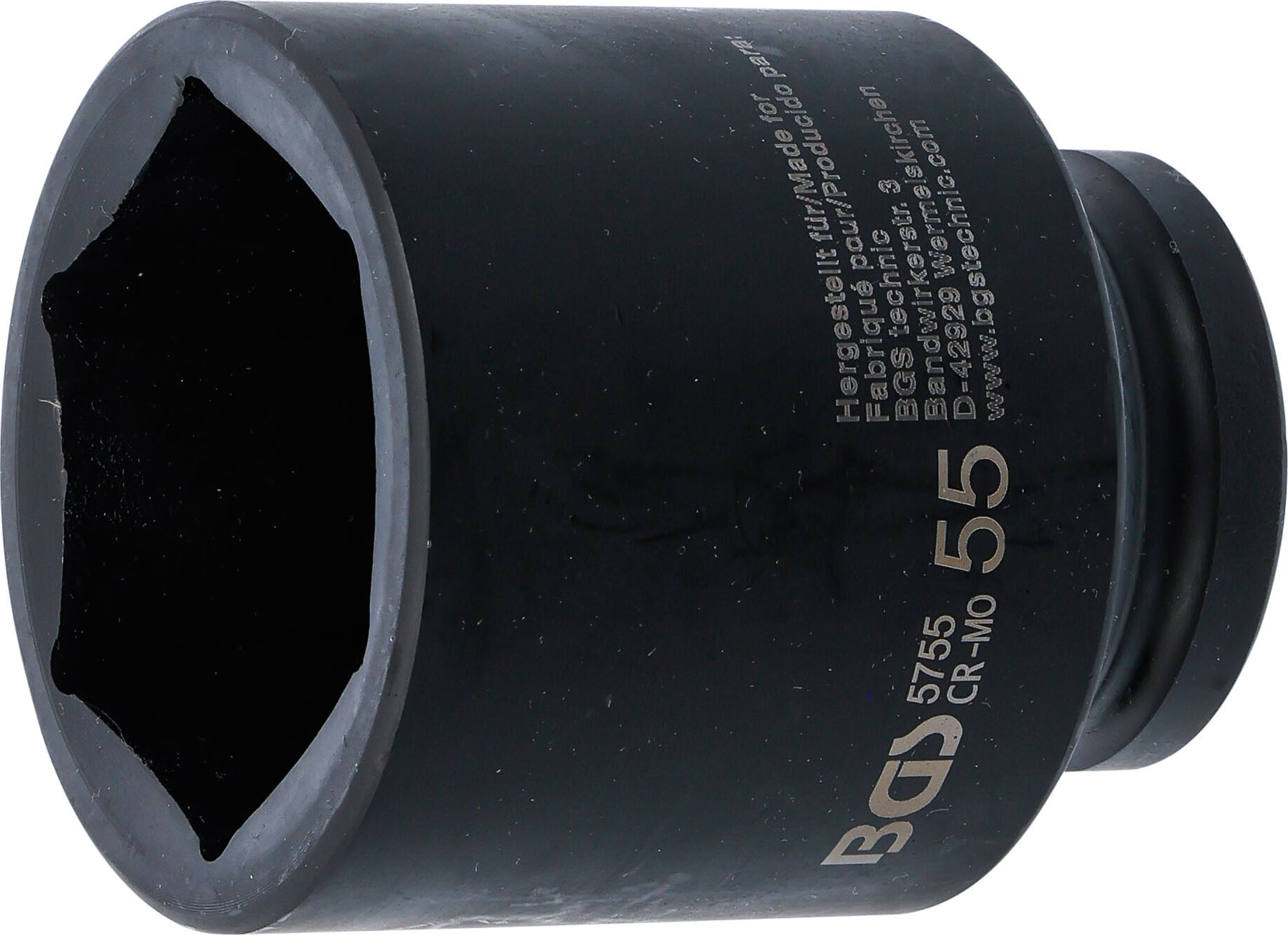 BGS Kraft-Steckschlüssel-Einsatz Sechskant, tief | Antrieb Innenvierkant 20 mm (3/4") | SW 55 mm