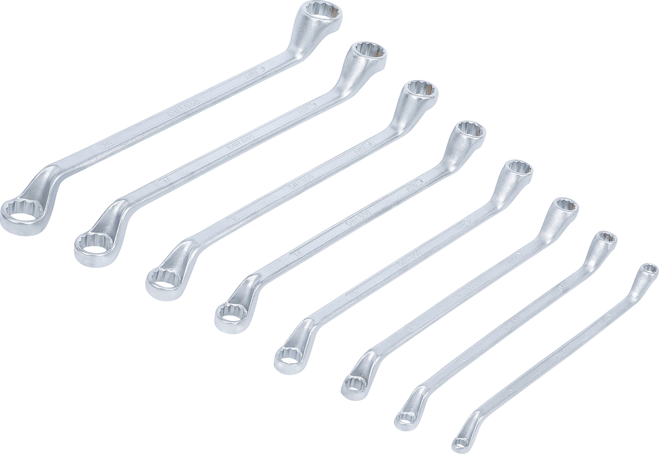 BGS Doppel-Ringschlüssel-Satz | gekröpft | SW 6 x 7 - 20 x 22 mm | 8-tlg.