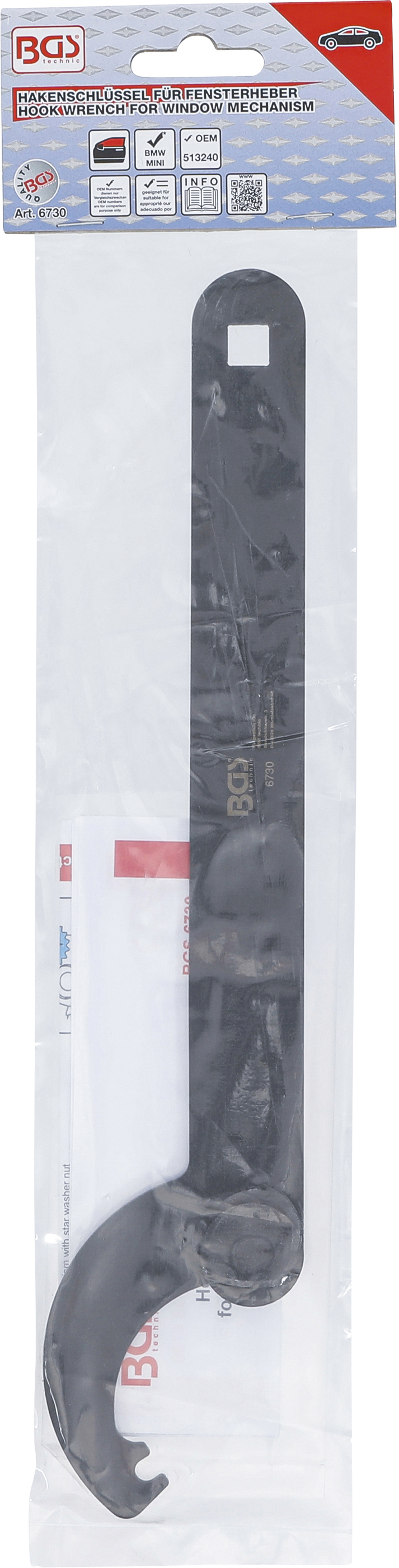 BGS Hakenschlüssel für Fensterheber | für BMW E60, E81, E82 & MINI R50, R52, R53