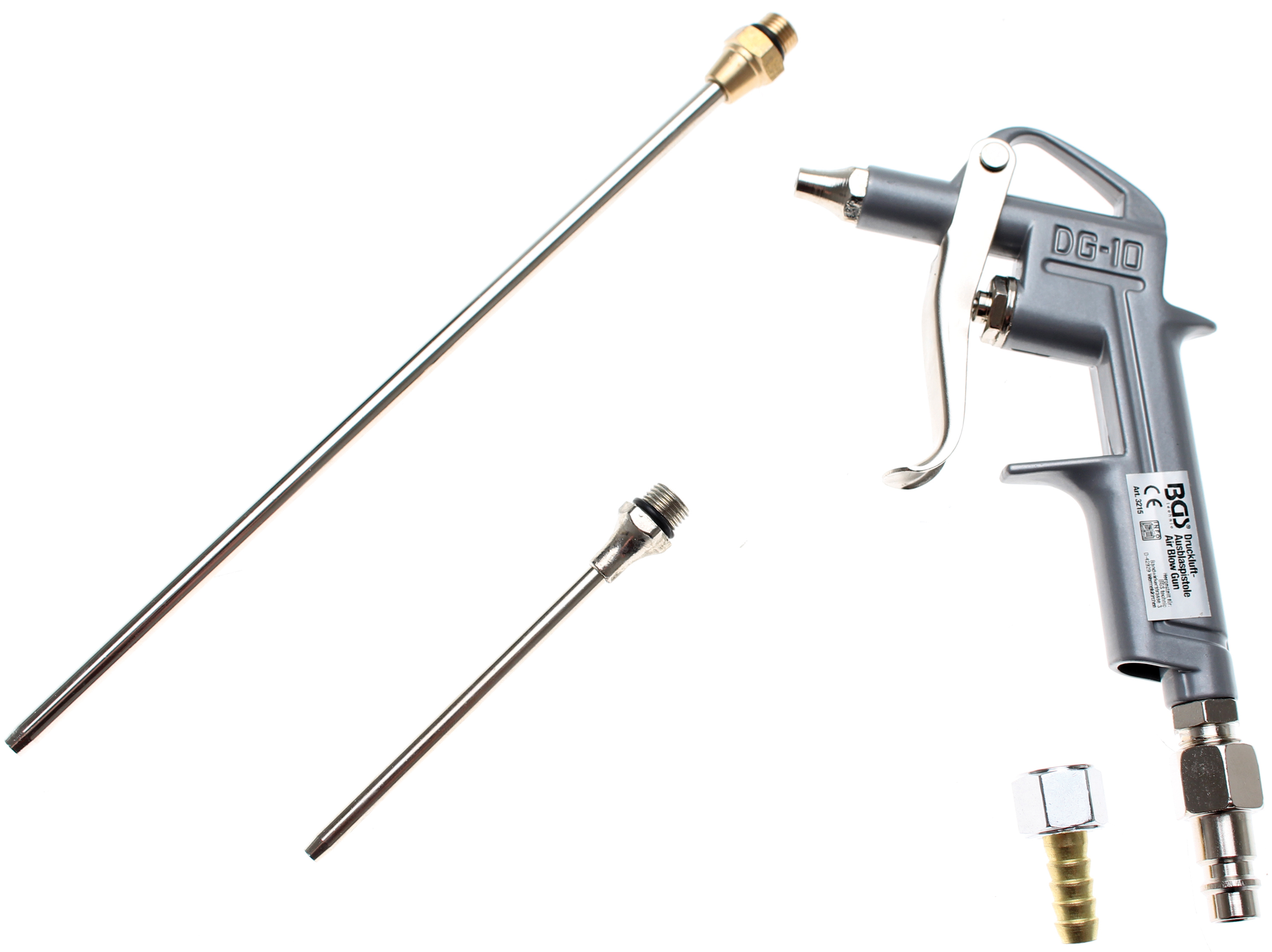 BGS Technic Druckluft Ausblaspistole Alu Druckguss mit 3 Düsen