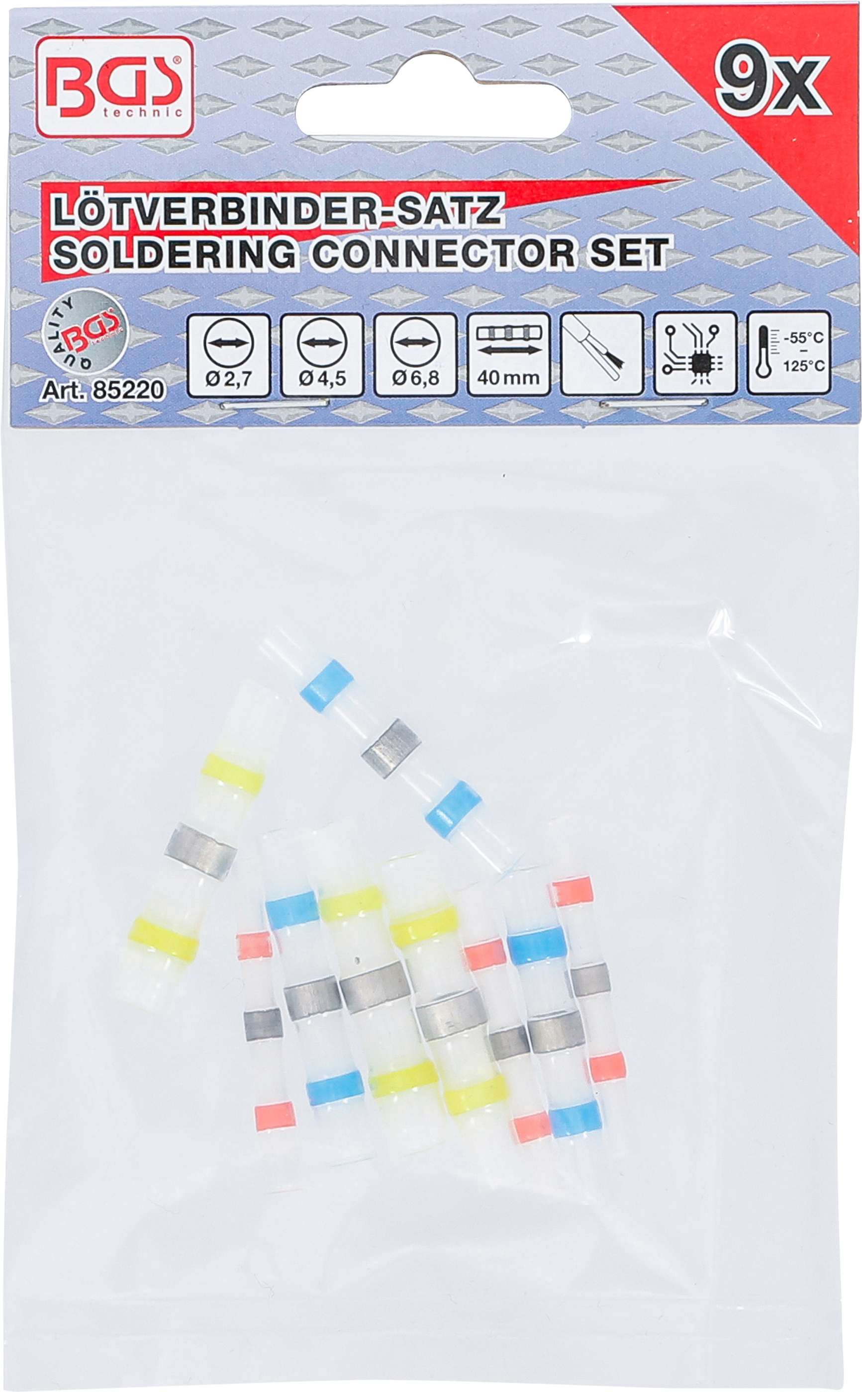 BGS Lötverbinder-Sortiment | mit Schrumpfschlauch | 9-tlg.