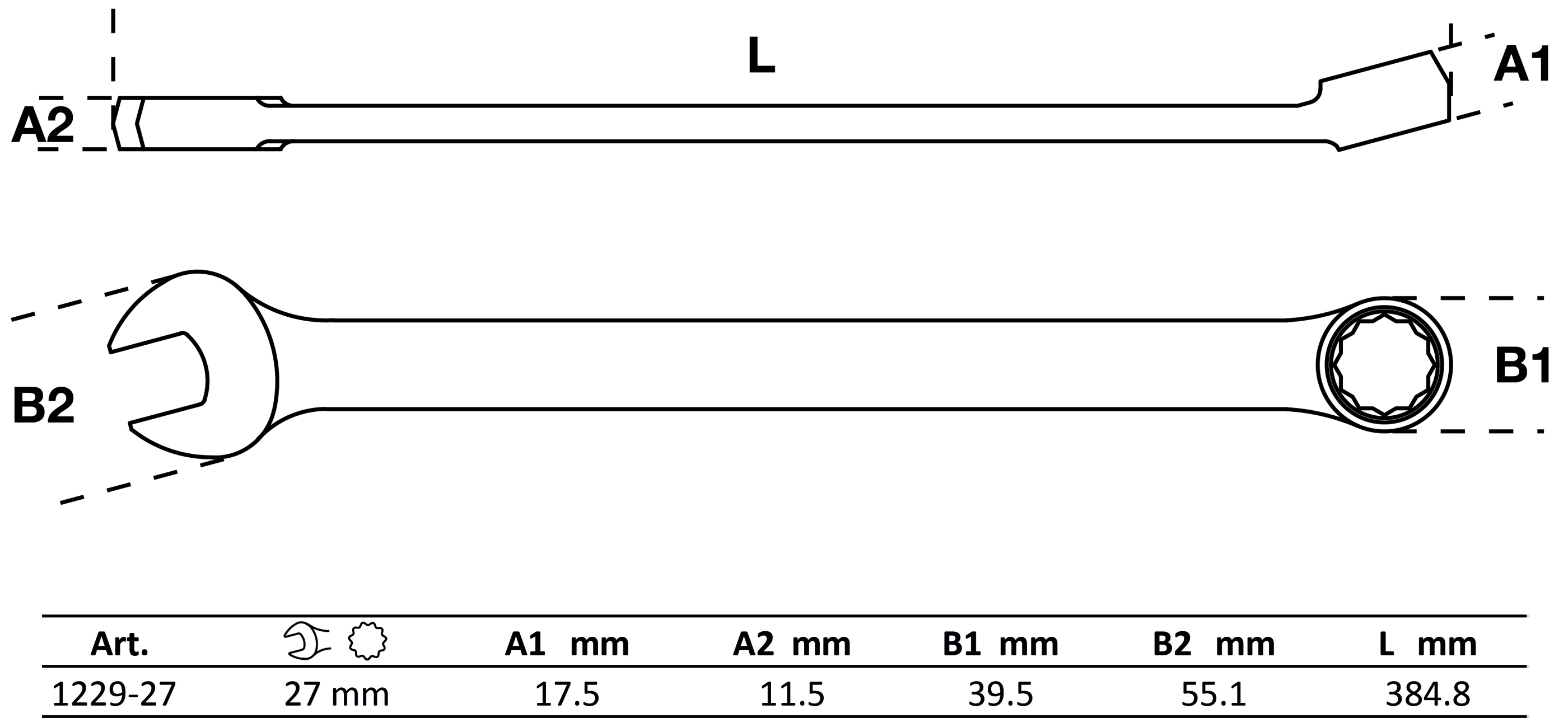 BGS Maul-Ringschlüssel | extra lang | SW 27 mm