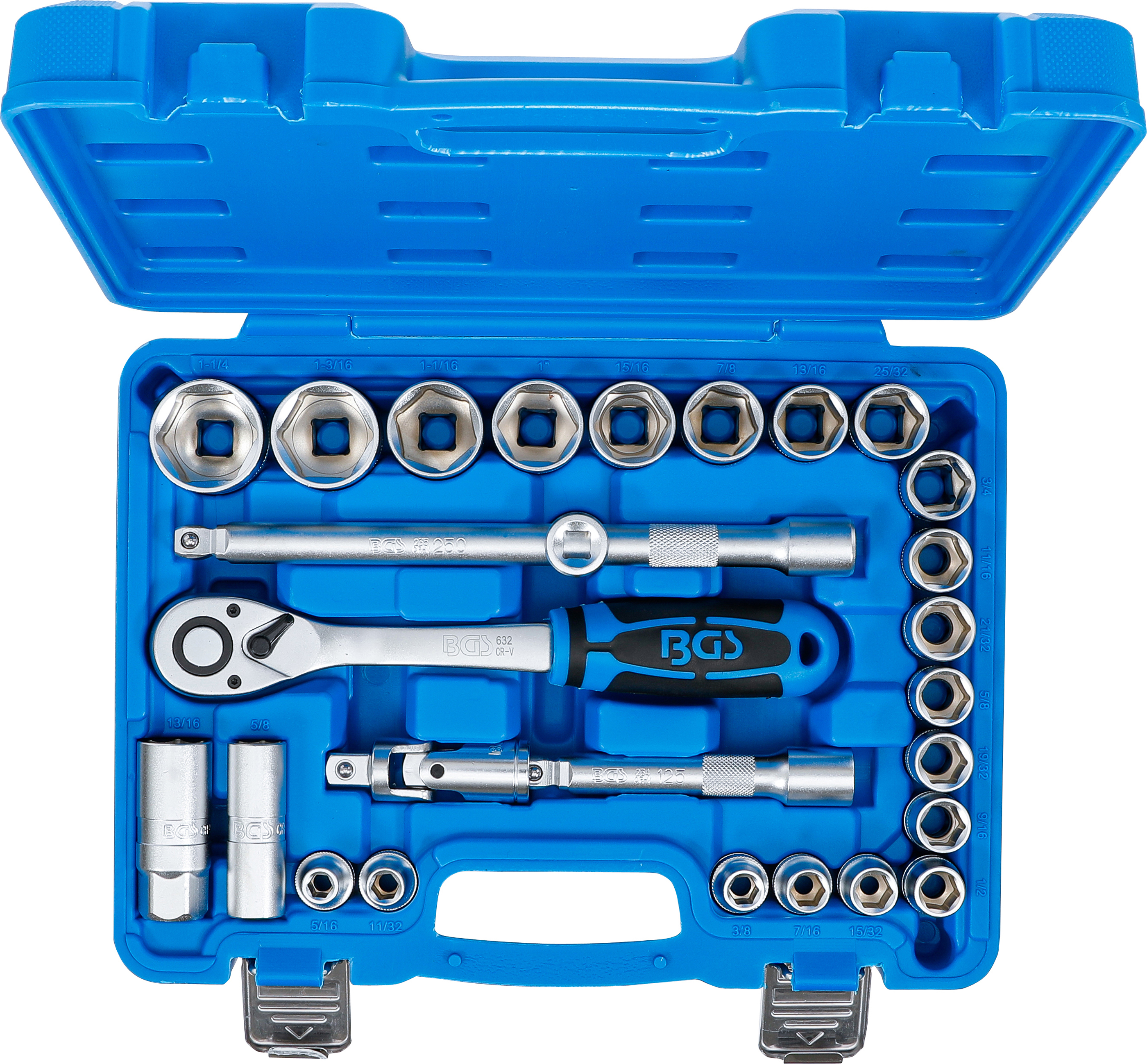 BGS Steckschlüssel-Satz | Antrieb 12,5 mm (1/2") | Zollgrößen | 27-tlg.