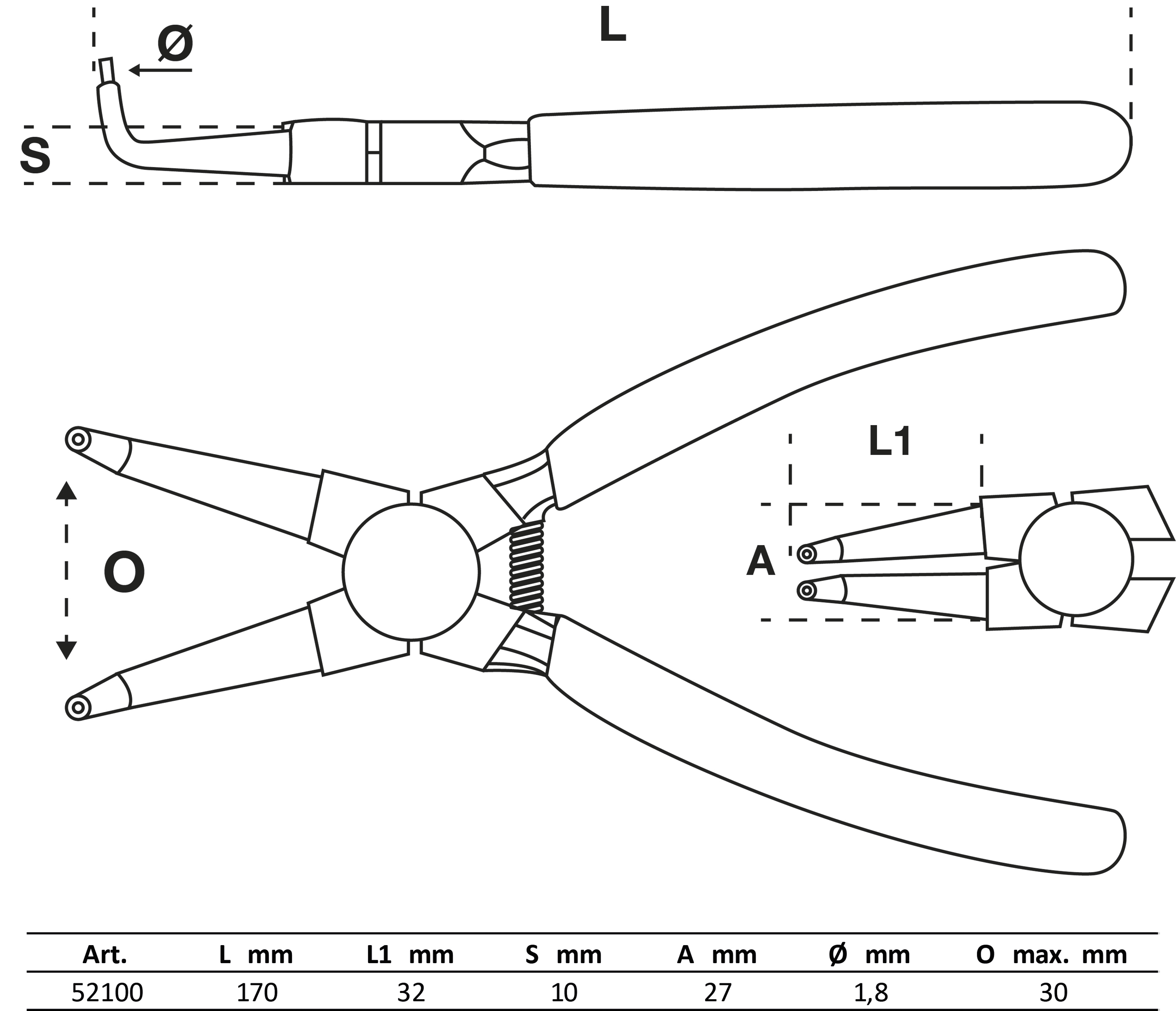 BGS Sprengringzangen-Satz | 175 mm | 4-tlg.