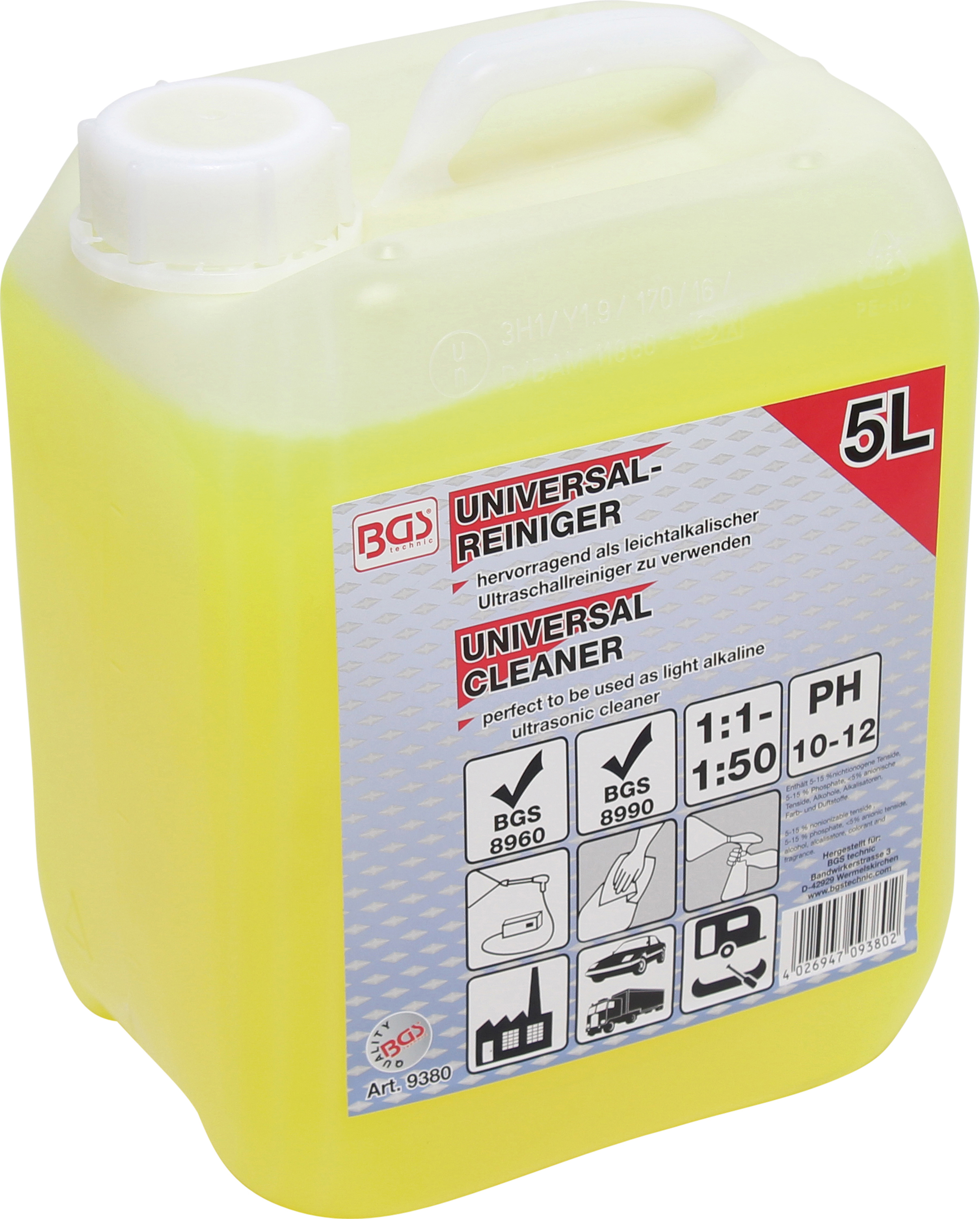 BGS Technic Universal Reiniger für Hochdruckreiniger und Ultraschallreiniger 5 Liter