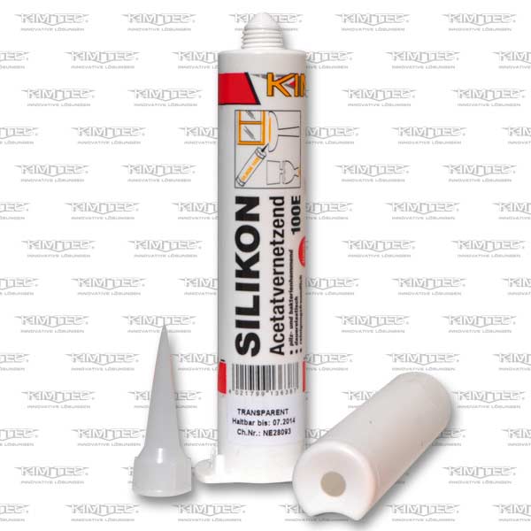 Kim-Tec Silikon Dichtstoff 100E Acetat Sanitär Farbe Hellgrau 310 ml