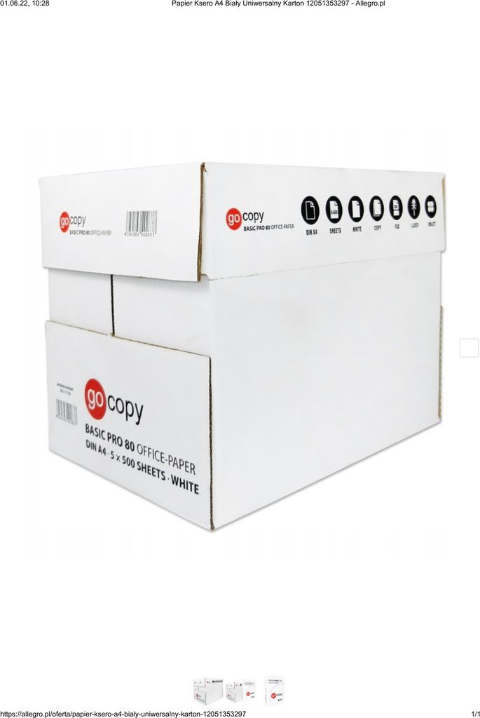 Go Copy Kopierpapier DIN A4 80gr 2500 Blatt Karton