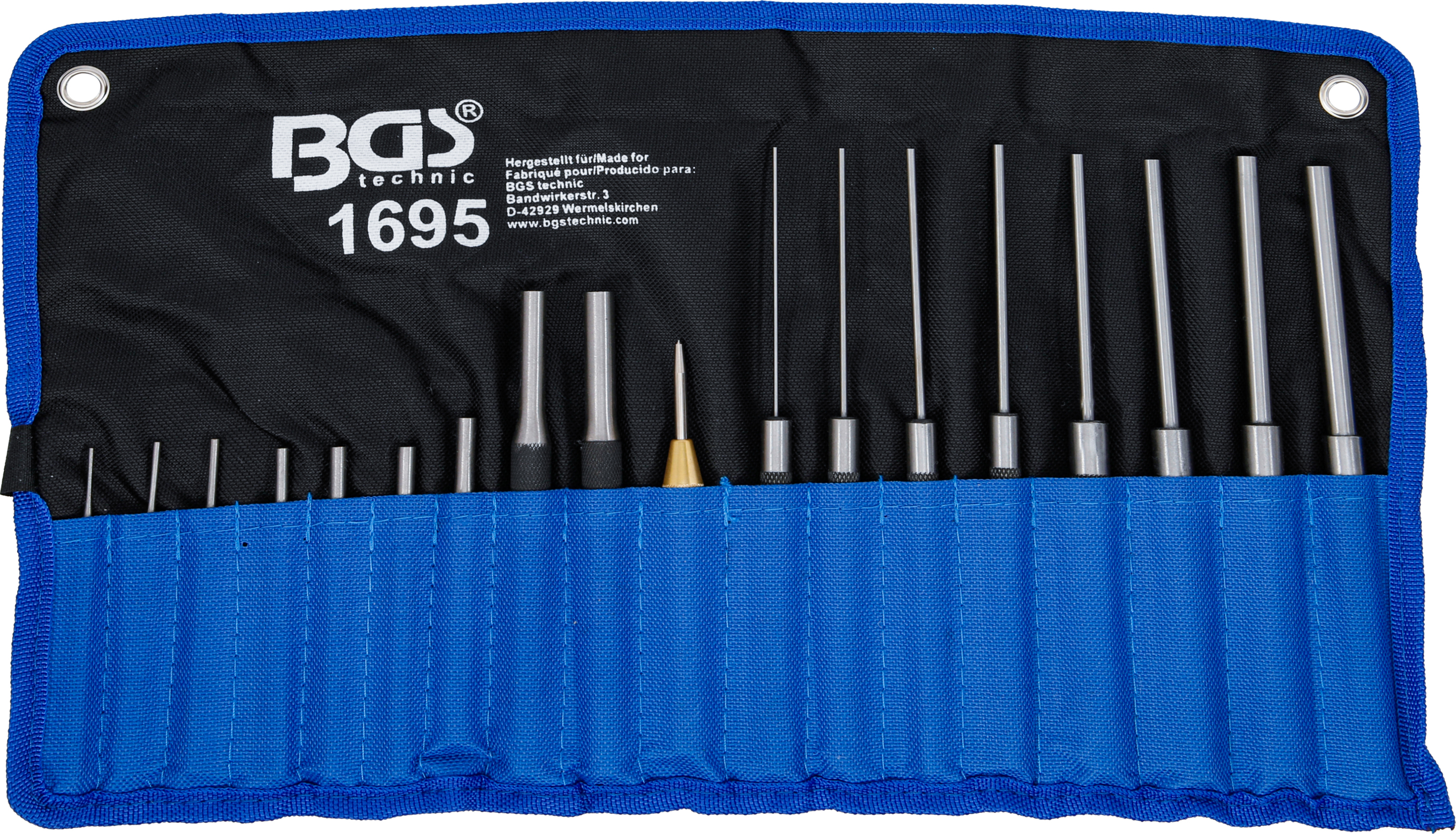 BGS Splintentreiber-Satz | 100 - 150 - 200 mm | 1,5 - 9,5 mm | inkl. Körner | 18-tlg.