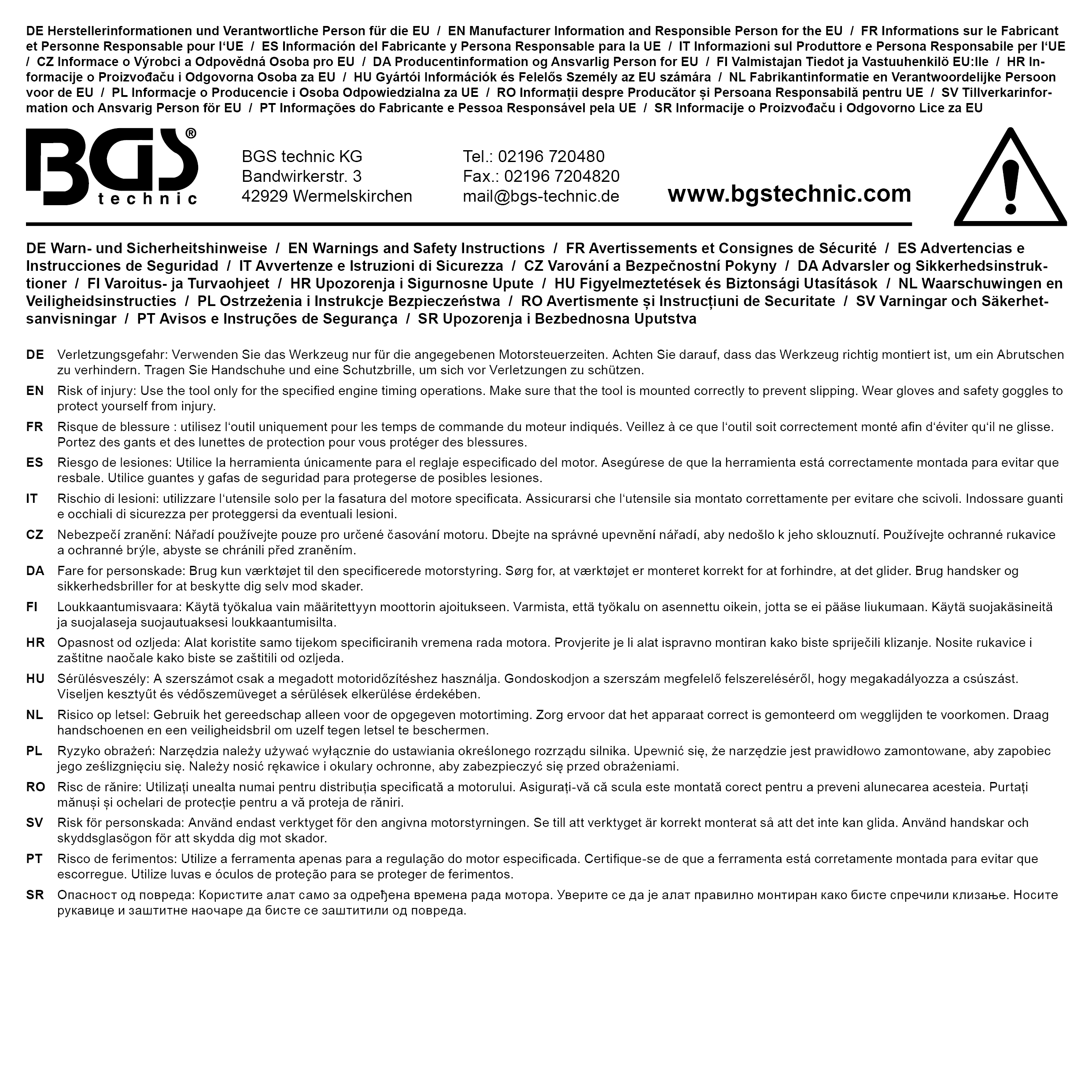 BGS Einlassnockenwellen-Zahnrad-Ausrichtwerkzeug