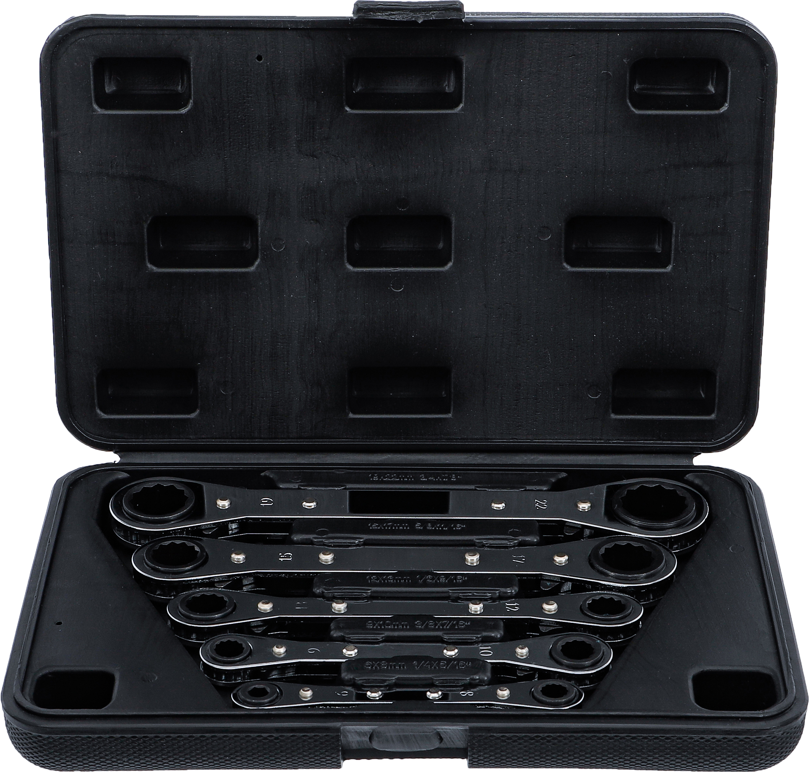 BGS Ratschen-Ringschlüssel-Satz, gerade, umschaltbar | SW 6 x 8 - 19 x 22 mm | 5-tlg.