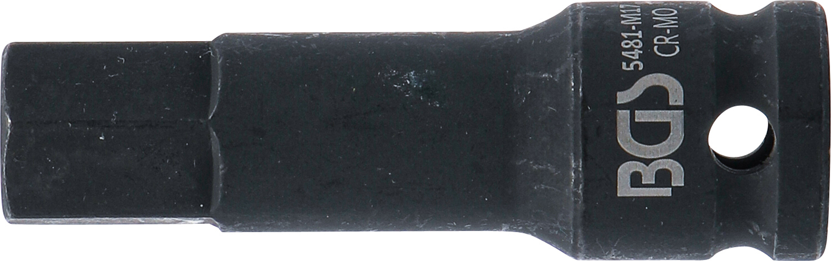 BGS Kraft-Bit-Einsatz | Länge 75 mm | Antrieb Innenvierkant 12,5 mm (1/2") | Innensechskant 17 mm