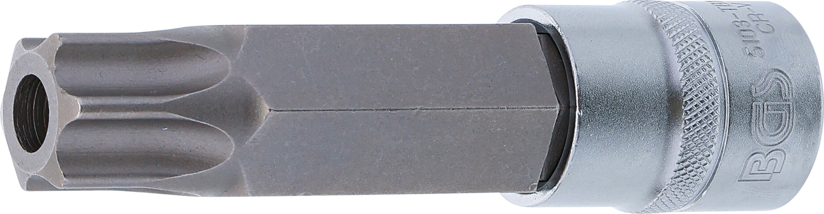 BGS Bit-Einsatz | Länge 110 mm | Antrieb Innenvierkant 12,5 mm (1/2") | T-Profil (für Torx) mit Bohrung T100