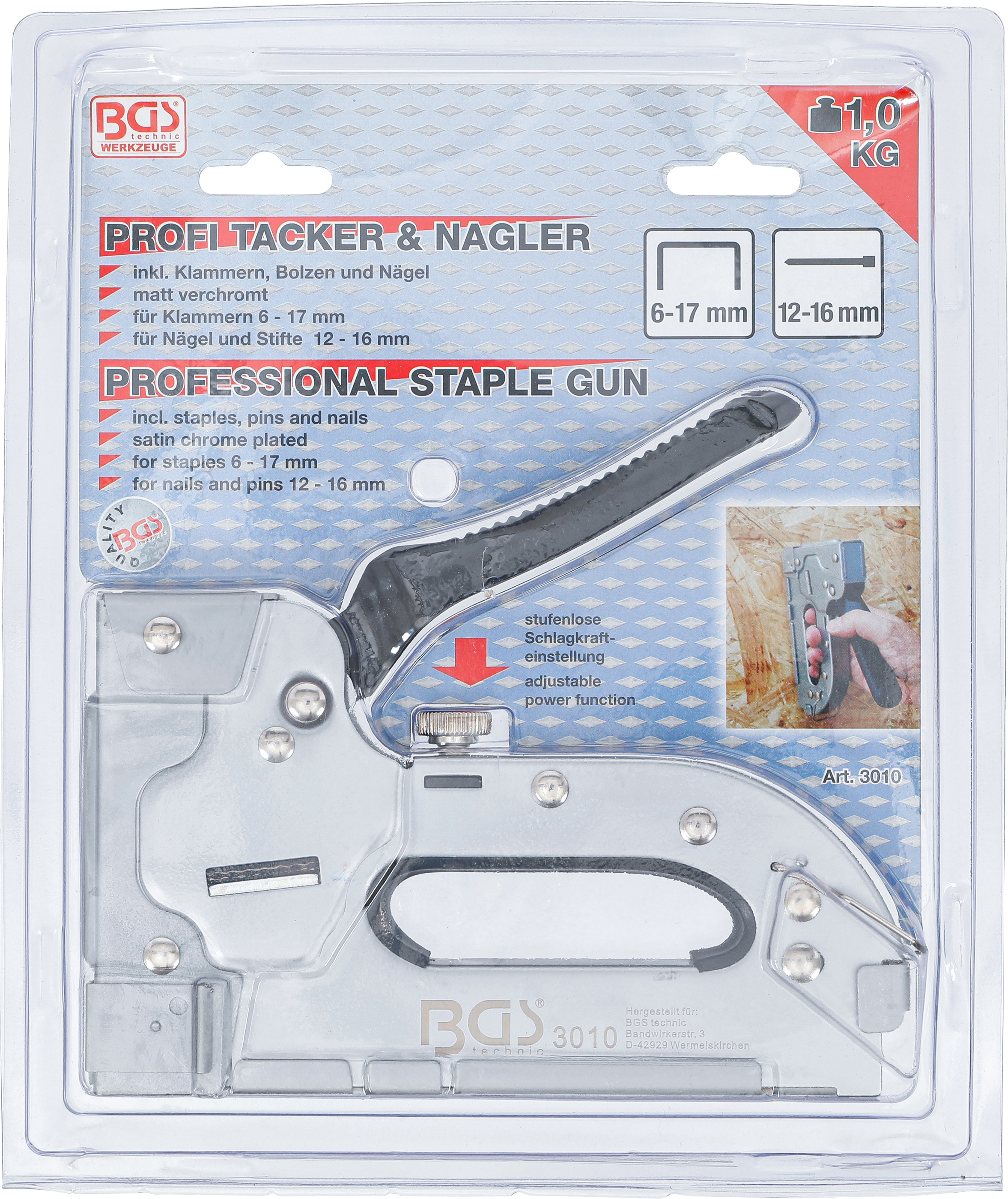 BGS Handtacker | für Klammern 6 - 17 mm | Nägel und Stifte 12 - 16 mm