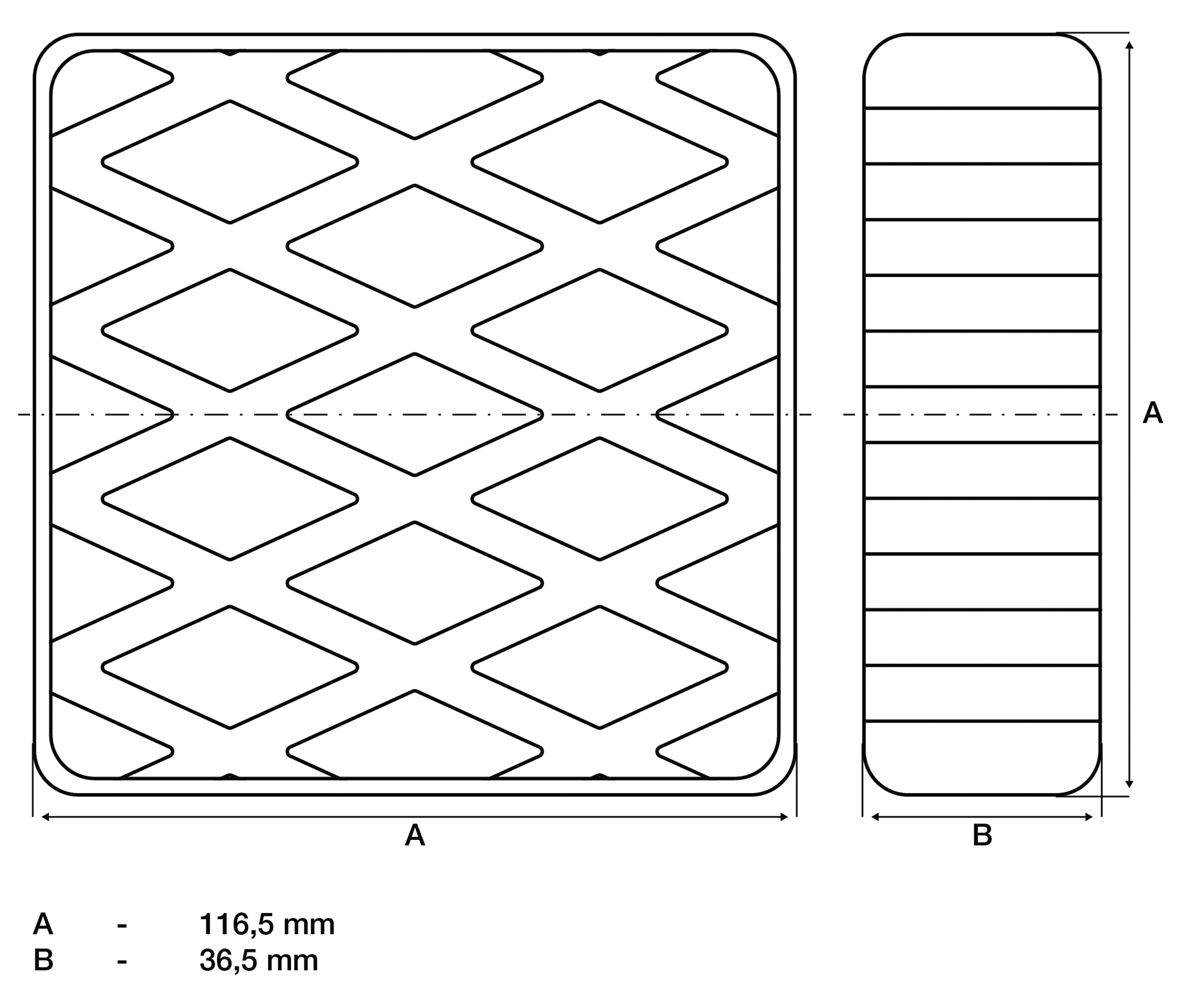 BGS Gummiauflage | für Hebebühnen | 116,5 x 116,5 x 36,5 mm