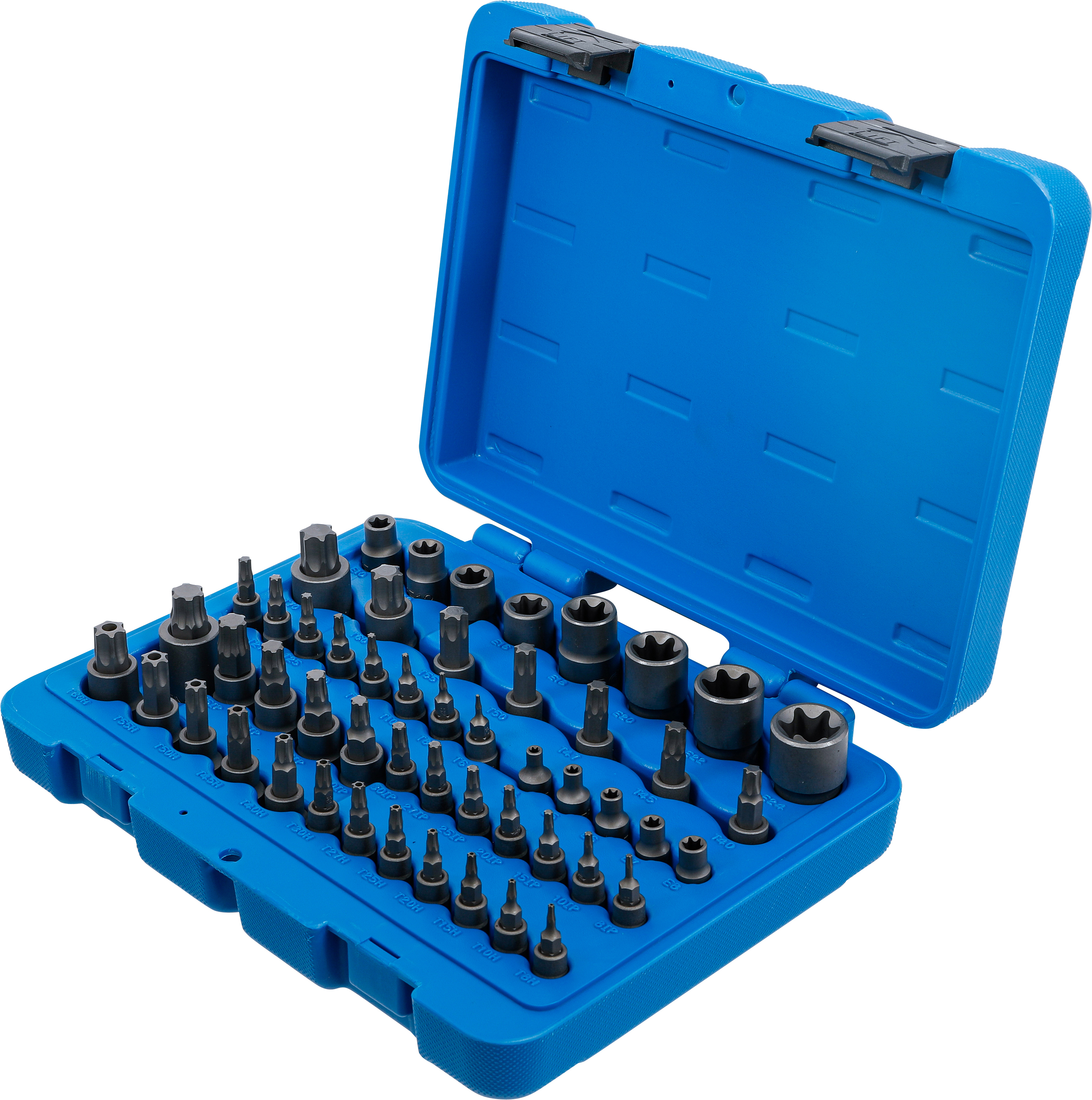 BGS Bit-Einsatz- und Steckschlüssel-Einsatz-Satz | E-Profil / T-Profil (für Torx) / T-Profil (für Torx) mit Bohrung / TP-Profil (für Torx Plus) | 52-tlg.