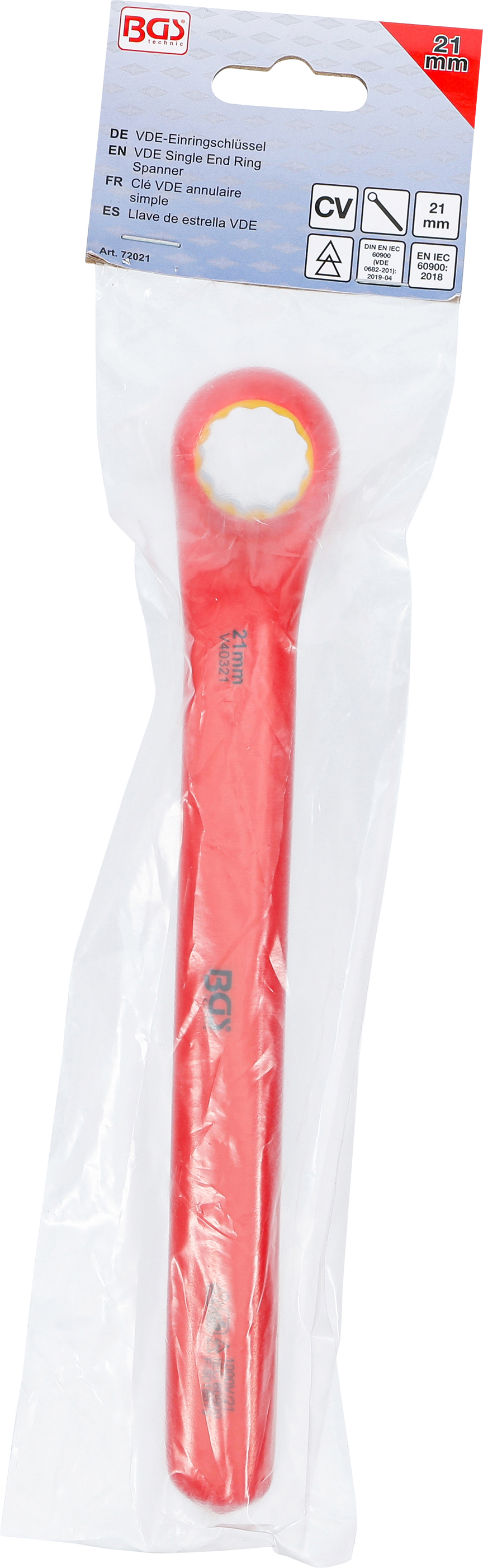 BGS VDE-Einringschlüssel | tief gekröpft | SW 21 mm