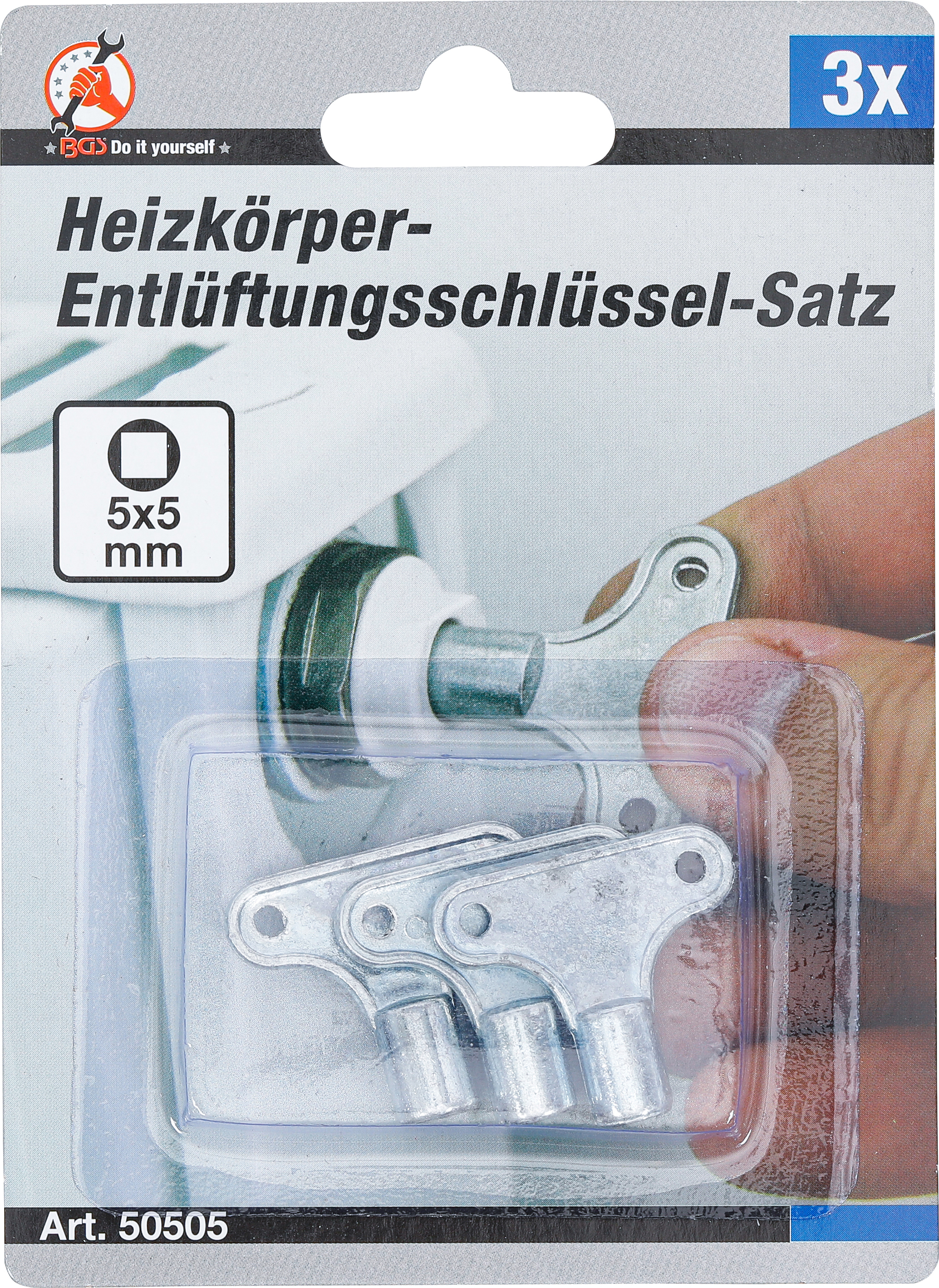 BGS Heizkörper-Entlüftungsschlüssel-Satz | 3-tlg.