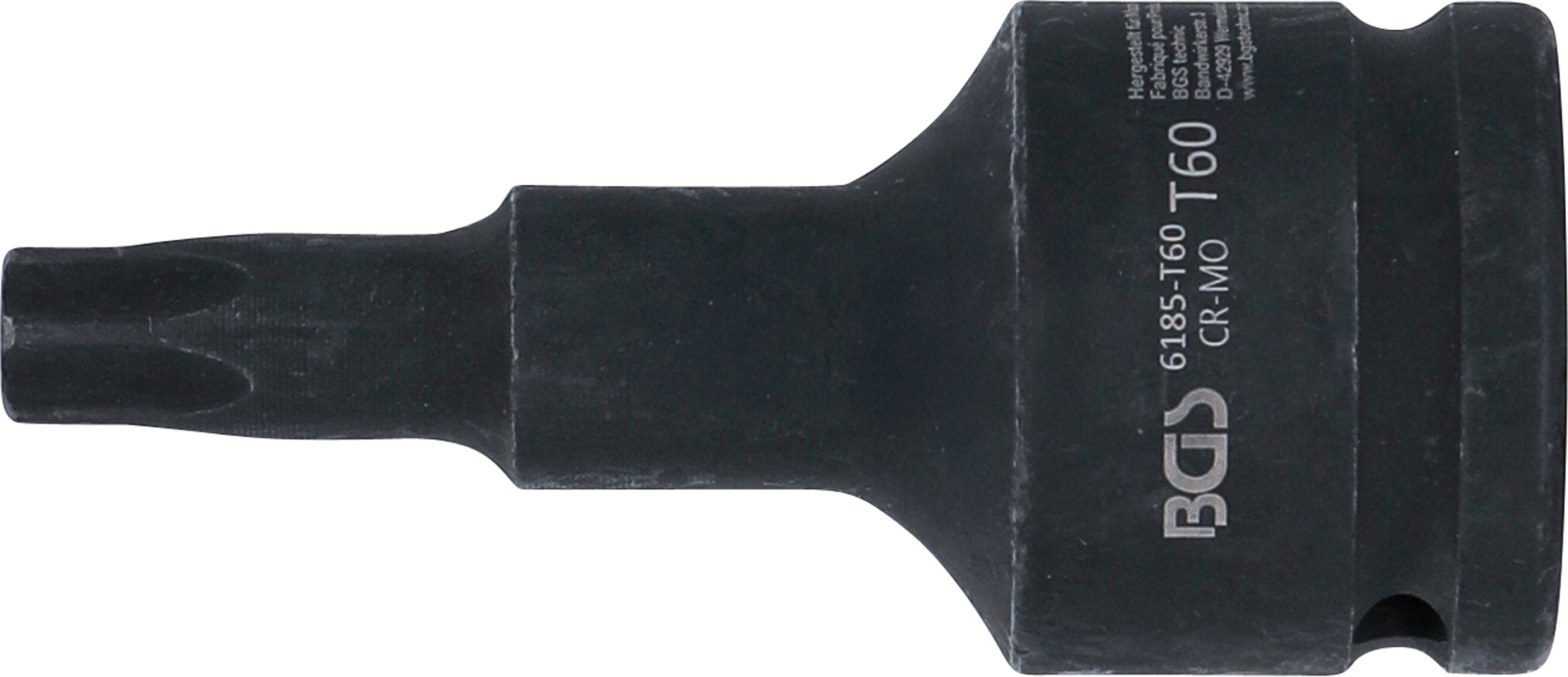 BGS Kraft-Bit-Einsatz | Länge 100 mm | Antrieb Innenvierkant 20 mm (3/4") | T-Profil (für Torx) T60
