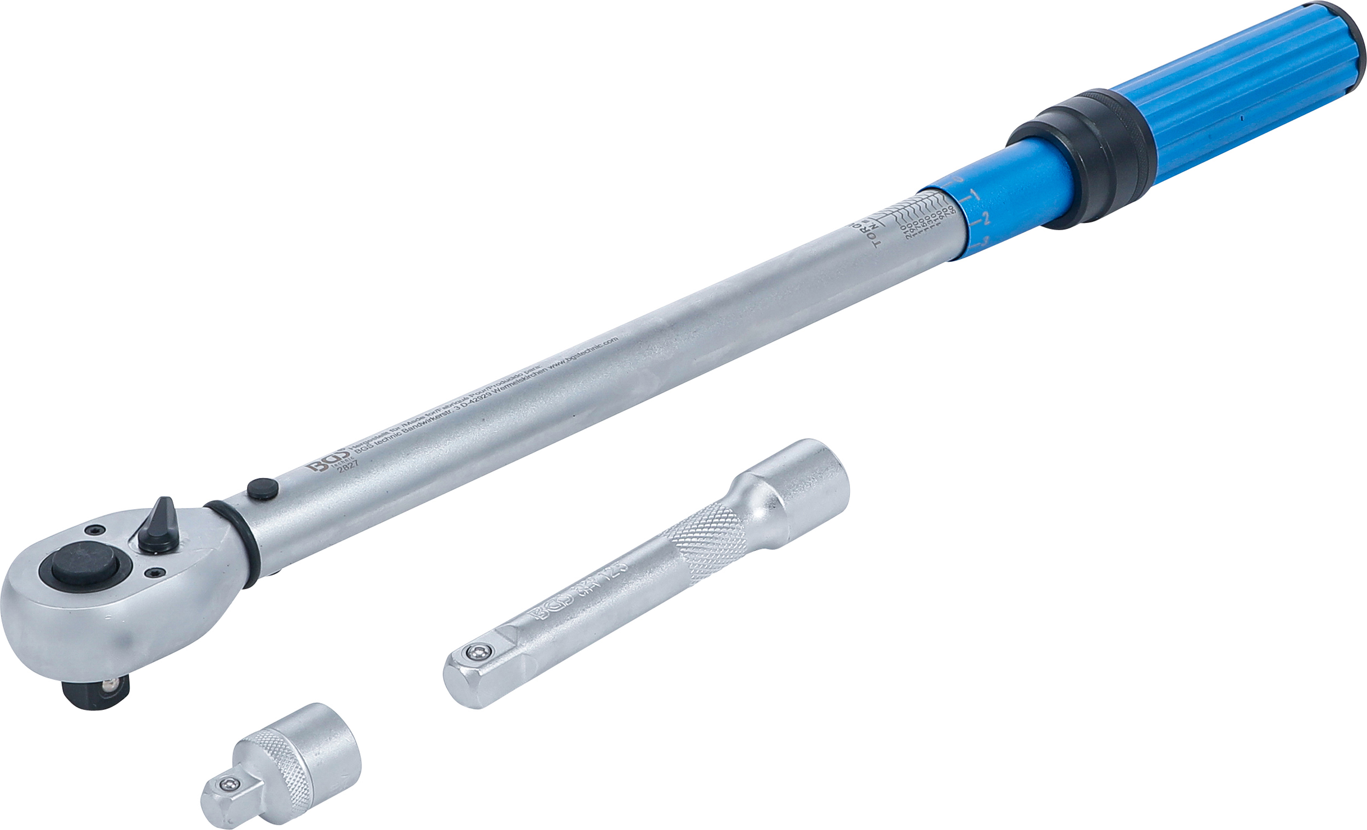 BGS Drehmomentschlüssel-Satz | mit Adapter + Verlängerung | Abtrieb Außenvierkant 12,5 mm (1/2") | 40 - 220 Nm | 3-tlg.