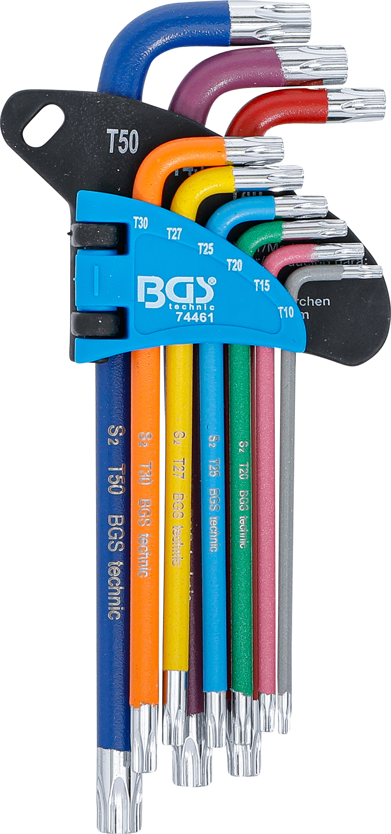 BGS Winkelschlüssel-Satz | Multicolour | T-Profil (für Torx) mit Bohrung T10 - T50 | 9-tlg.