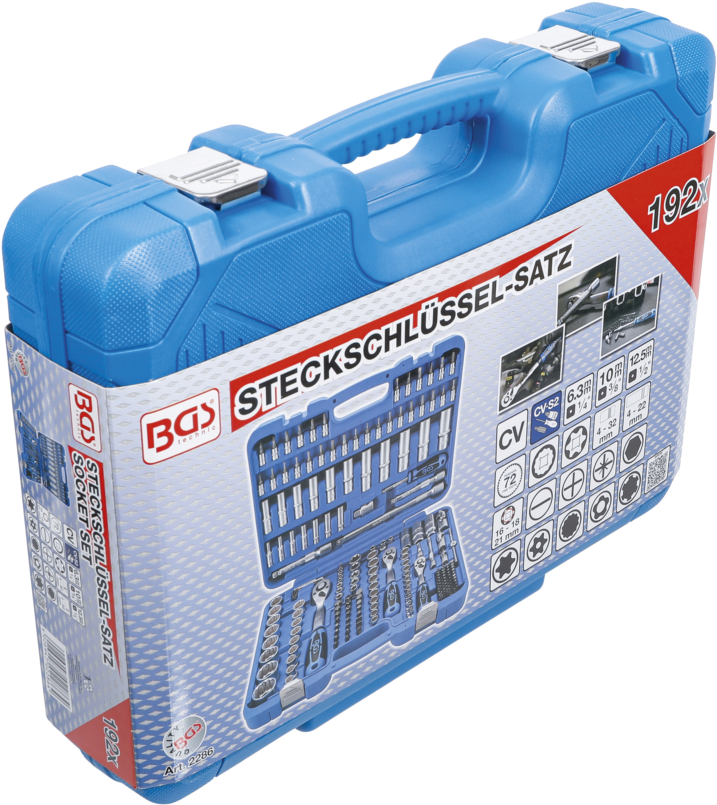 BGS Steckschlüssel-Satz Zwölfkant | Antrieb 6,3 mm (1/4") / 10 mm (3/8") / 12,5 mm (1/2") | 192-tlg.