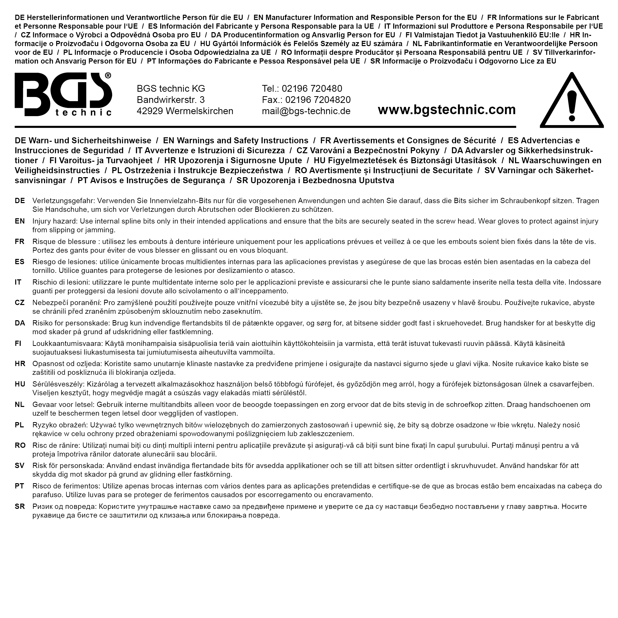 BGS Bit-Einsatz | Länge 200 mm | Antrieb Innenvierkant 12,5 mm (1/2") | Innenvielzahn (für XZN) M5